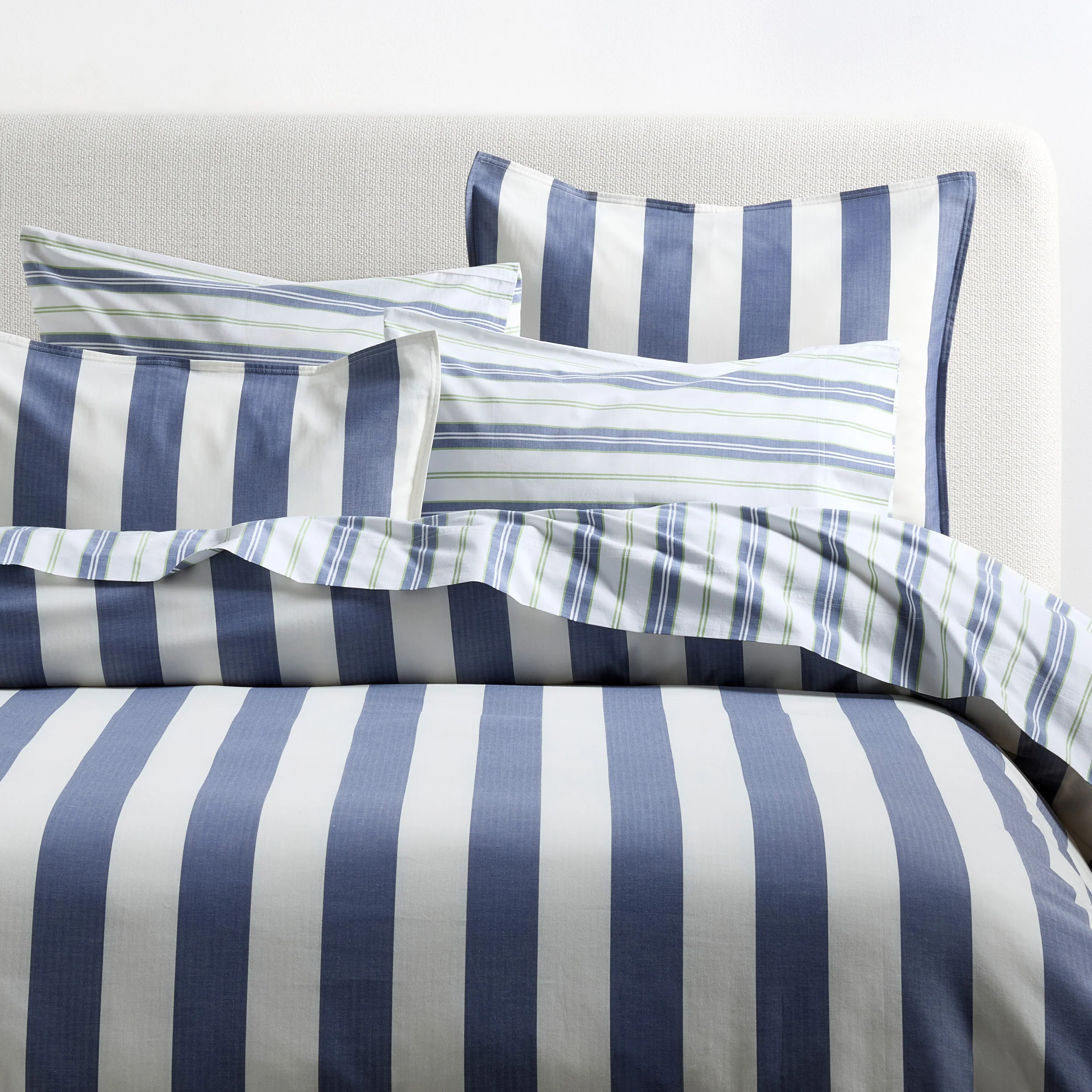 Herringbone Wide Blue Stripe Duvet and Shams Set - Image 3