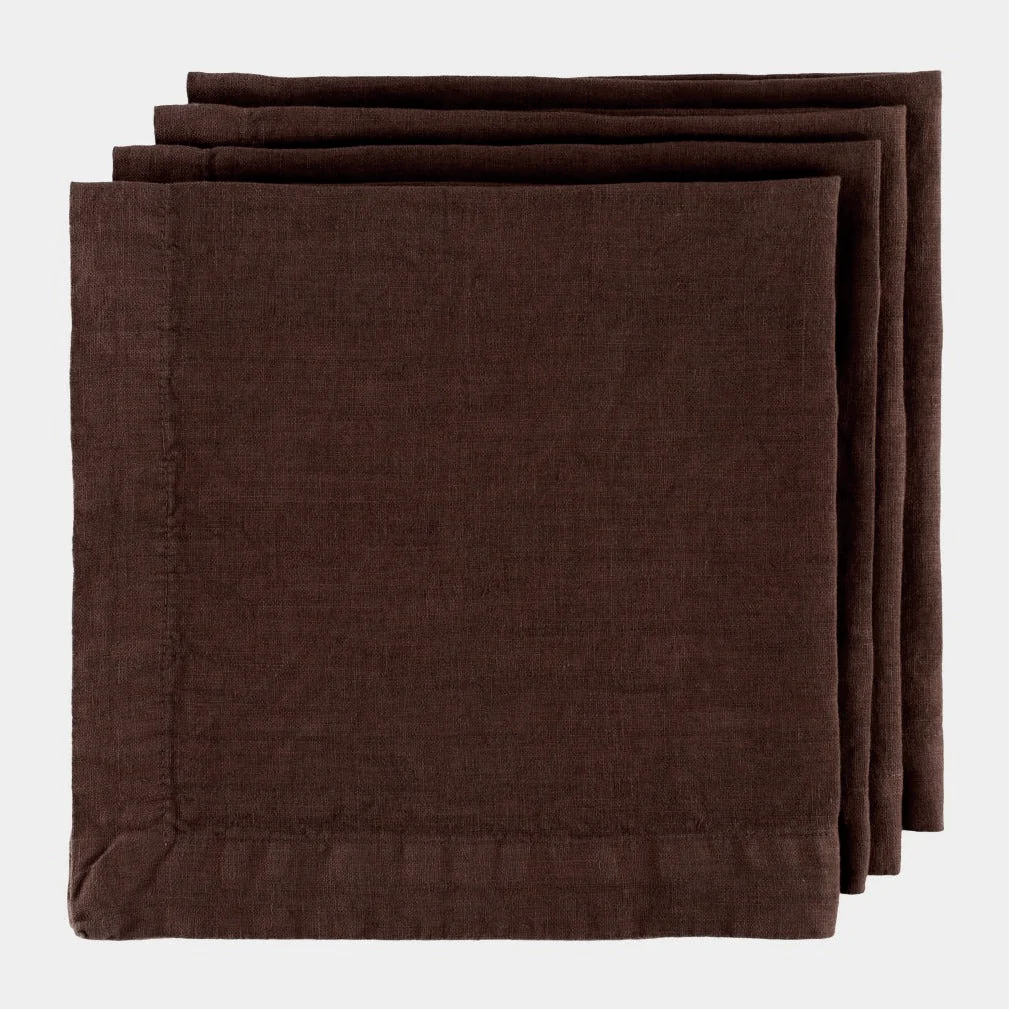 Cocoa HG Brown Hand-Dyed Linen Napkin, 22" - Image 2