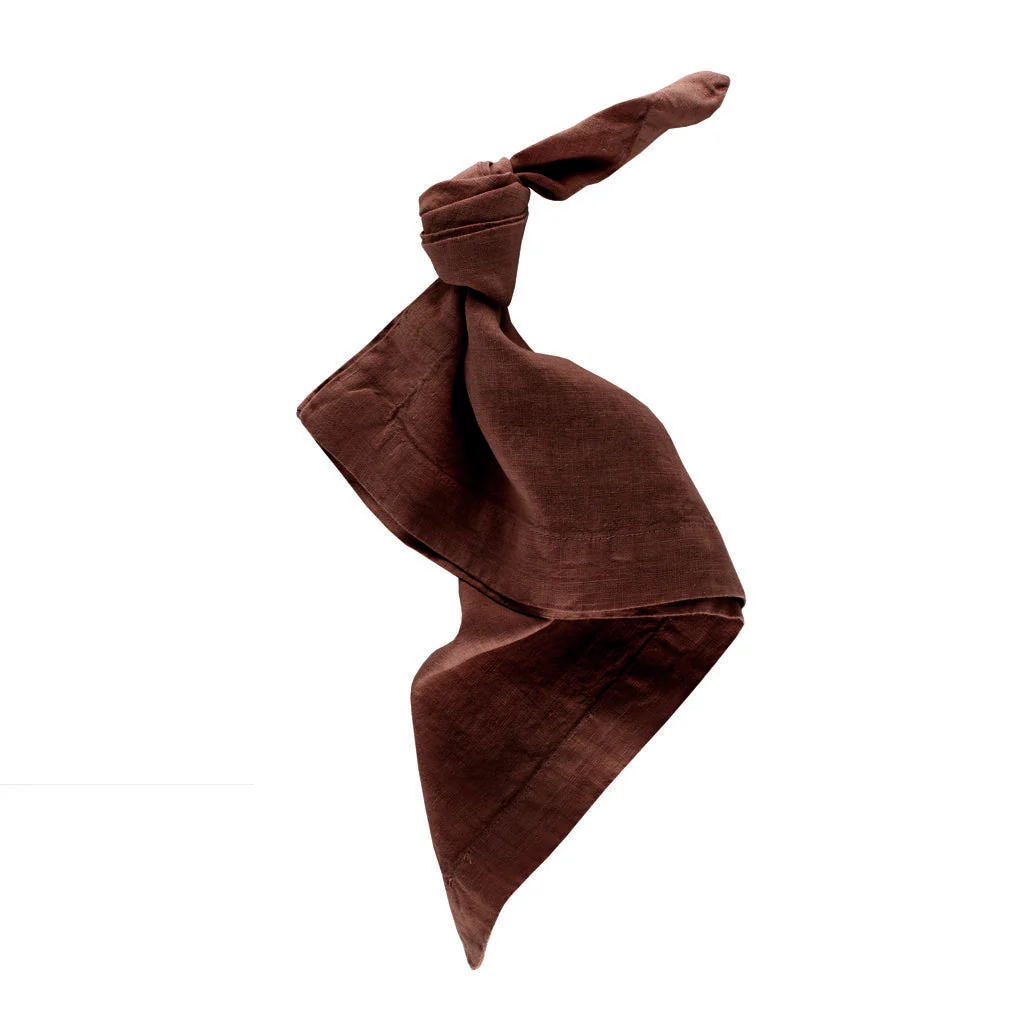Cocoa HG Brown Hand-Dyed Linen Napkin, 22" - Image 3