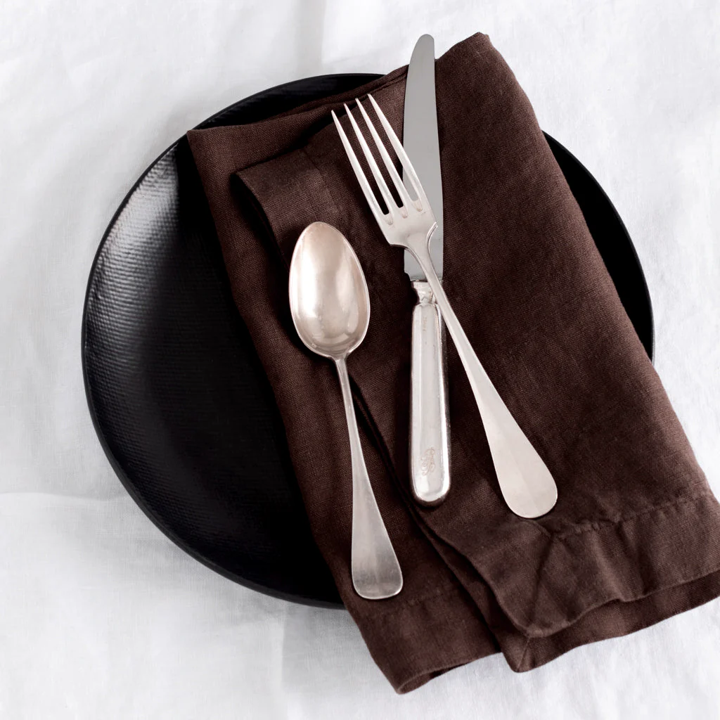 Cocoa HG Brown Hand-Dyed Linen Napkin, 22" - Image 4