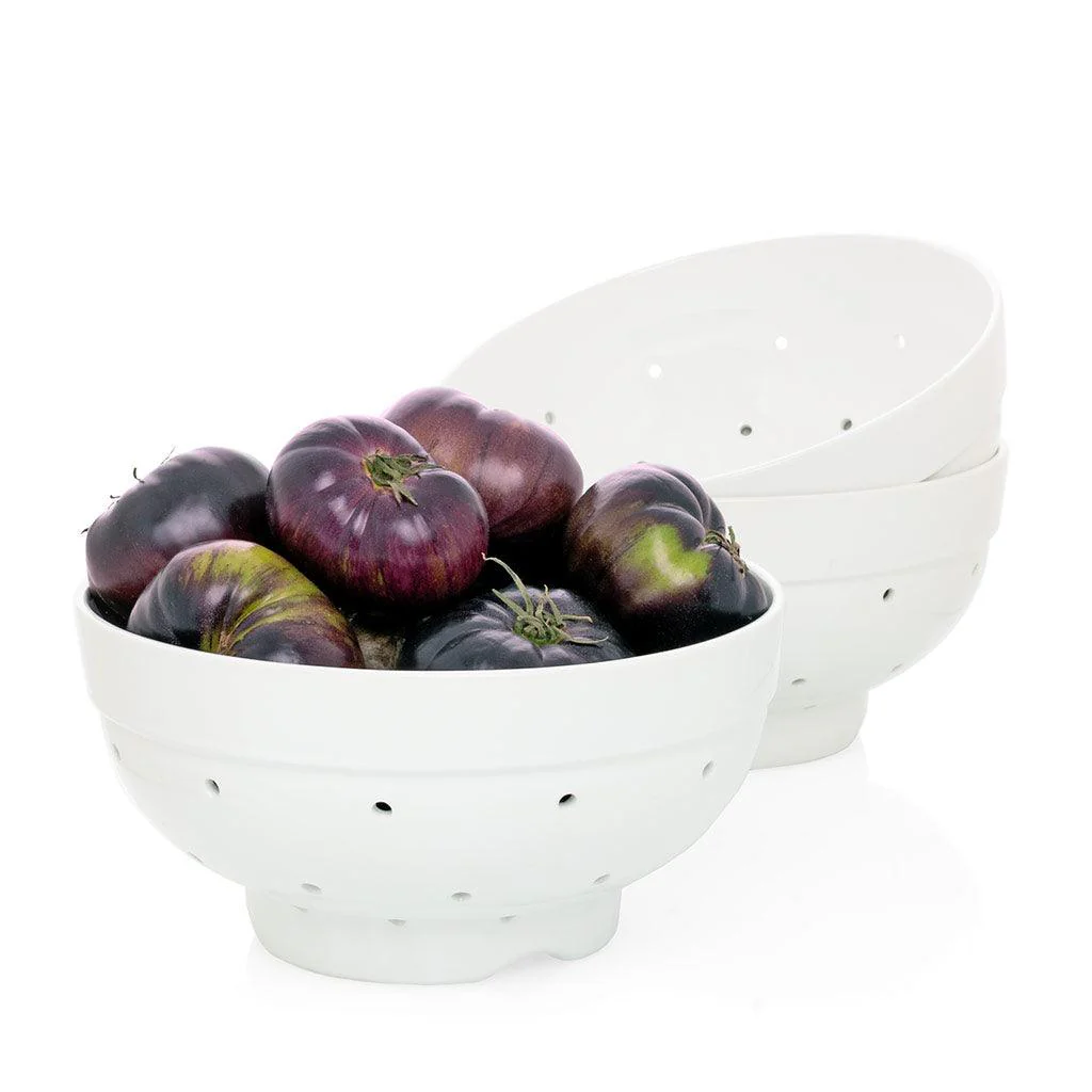 Hudson Grace White Ceramic Colander - Image 4