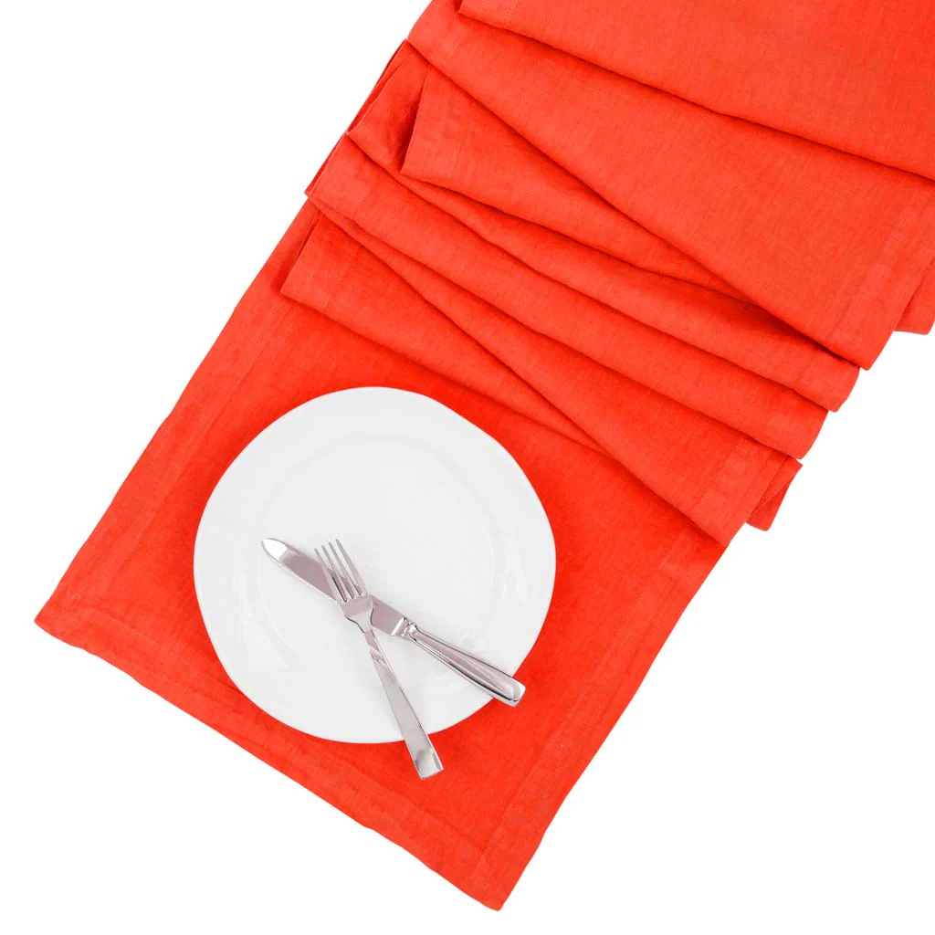 International Orange HG Signature Hand-dyed Linen Table Runner - Image 2