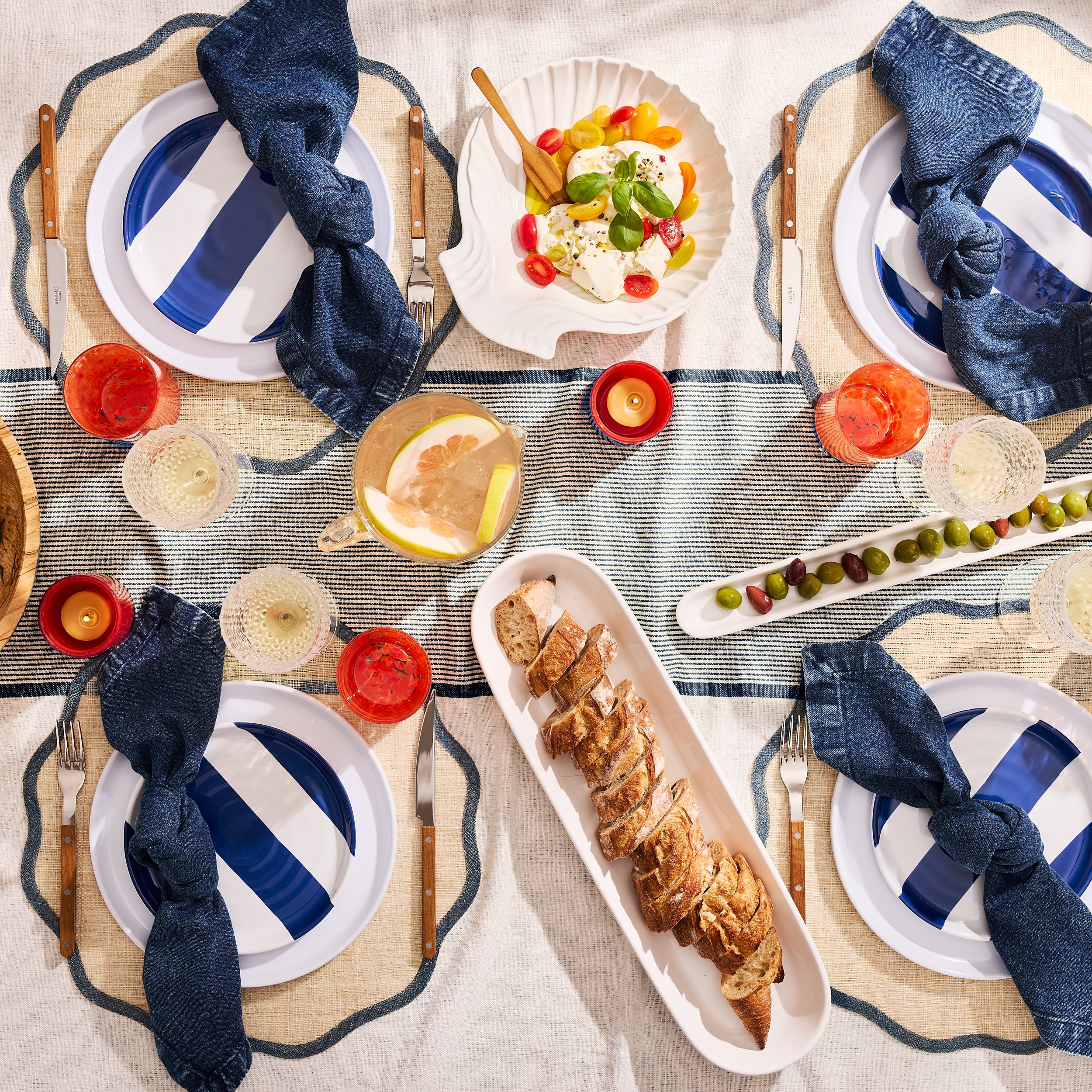 HG Navy Striped Melamine Salad Plate - Image 2