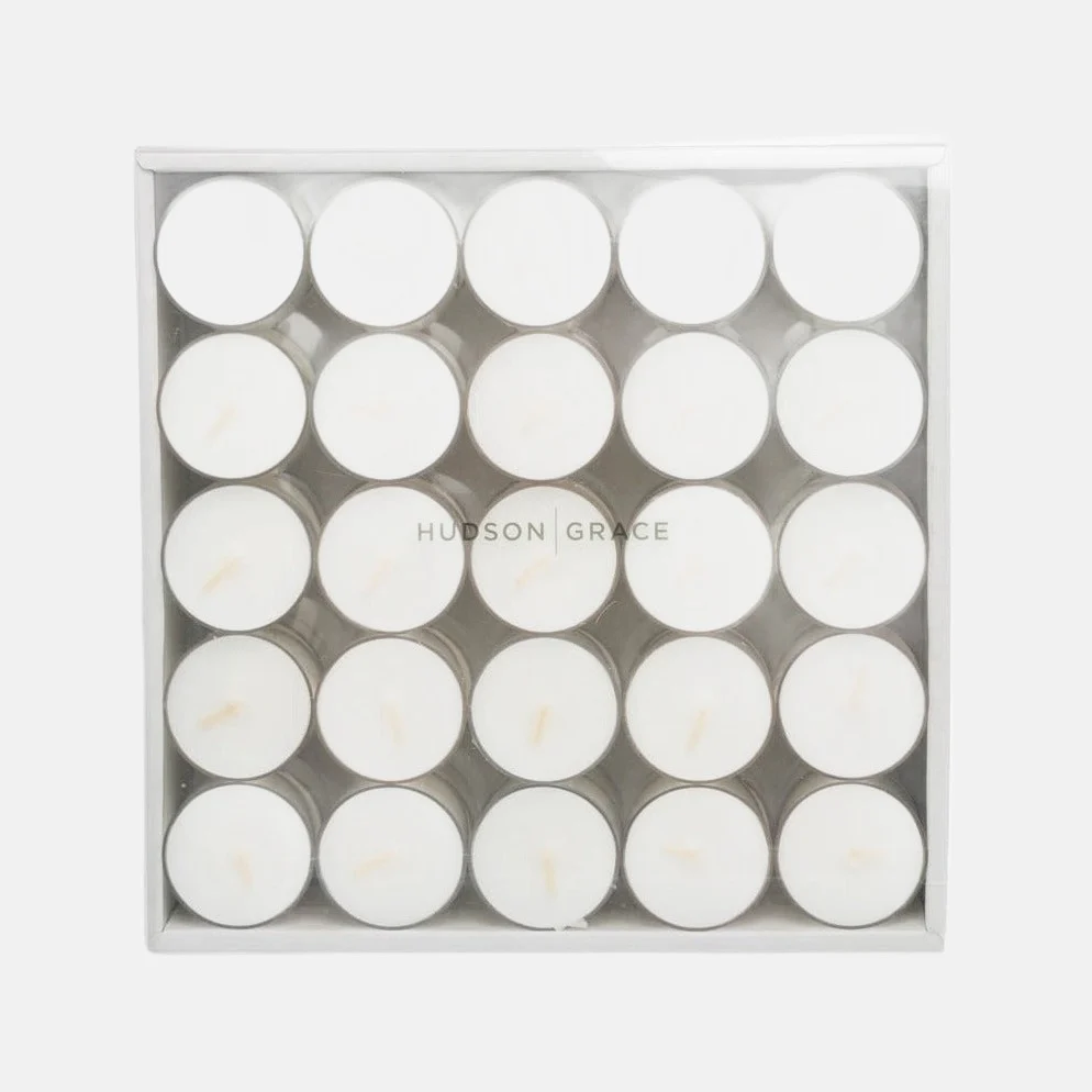 HG White Clear-Cupped 8-Hour Tealights, Set of 50