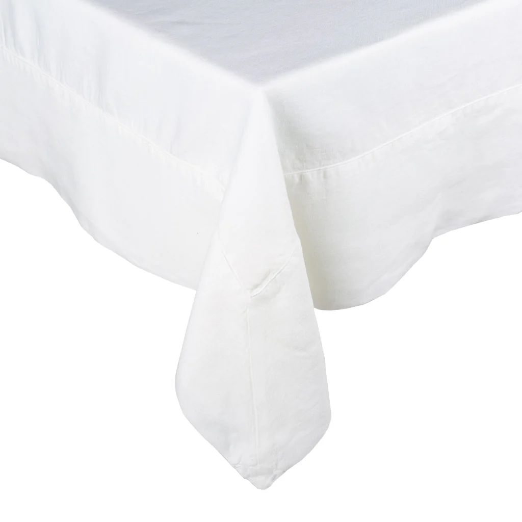 White HG Signature Hand-dyed Linen Tablecloth - Image 4