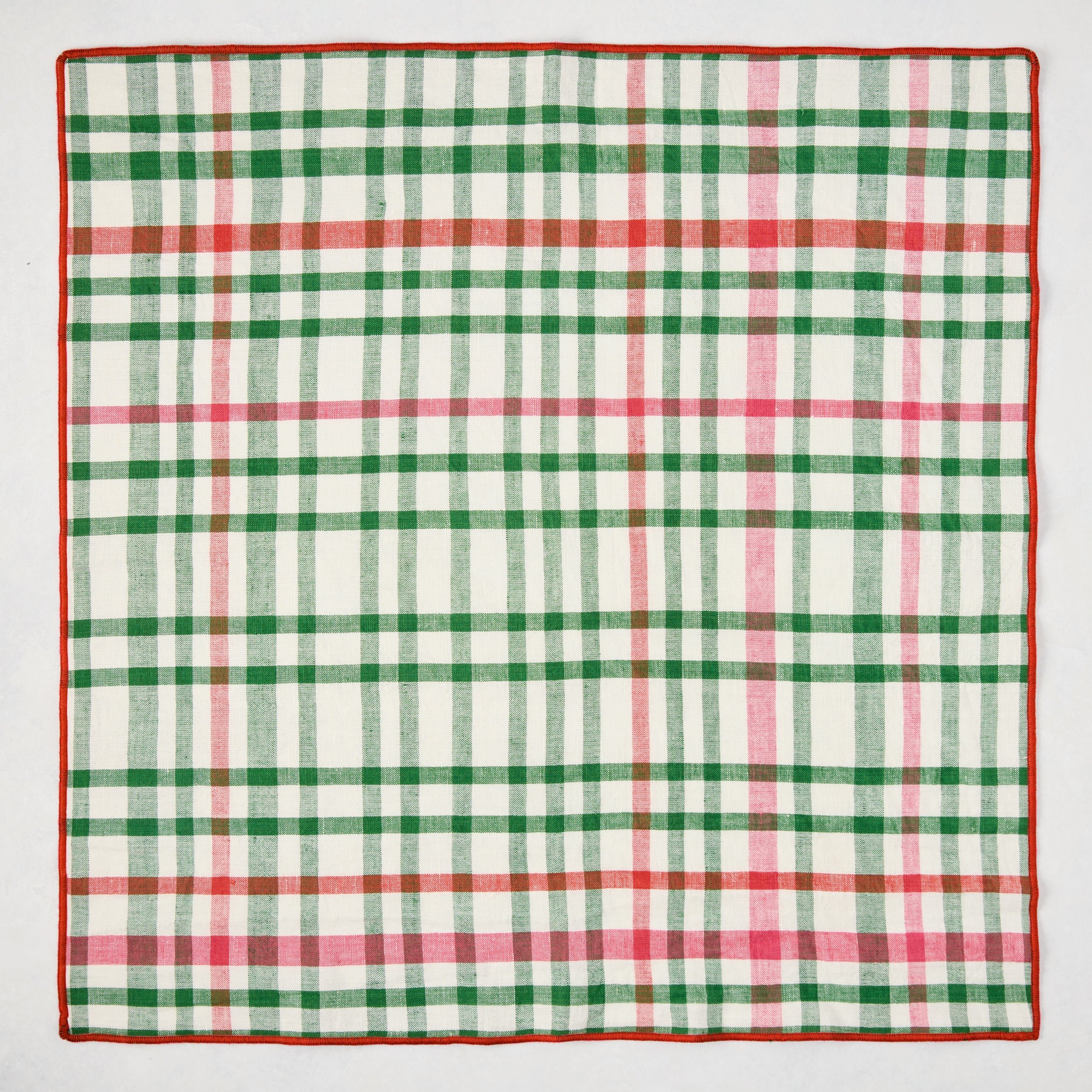 Holiday Green and Red Gingham Cotton Napkin - Image 3