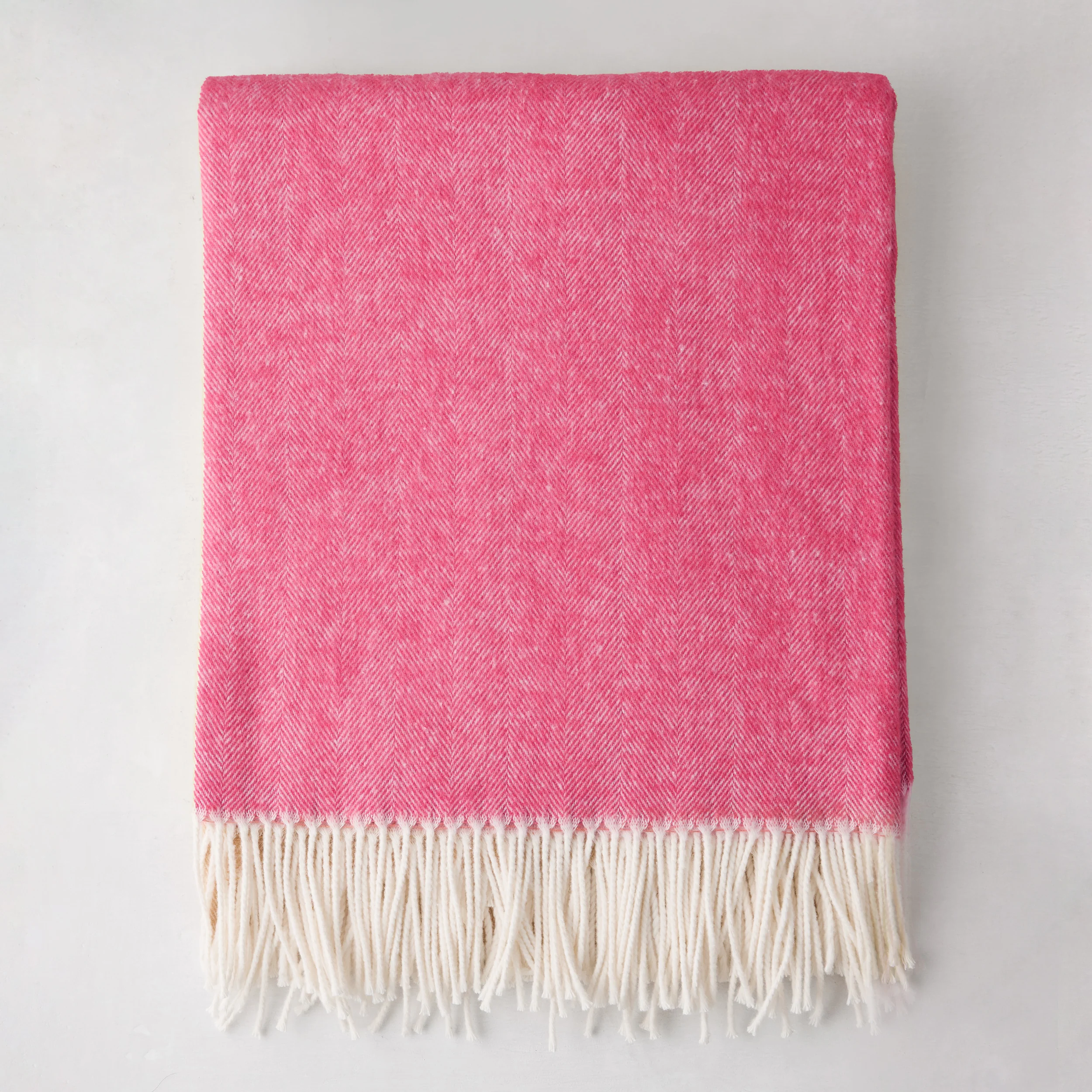 Peony Pink Italian Herringbone Throw Blanket