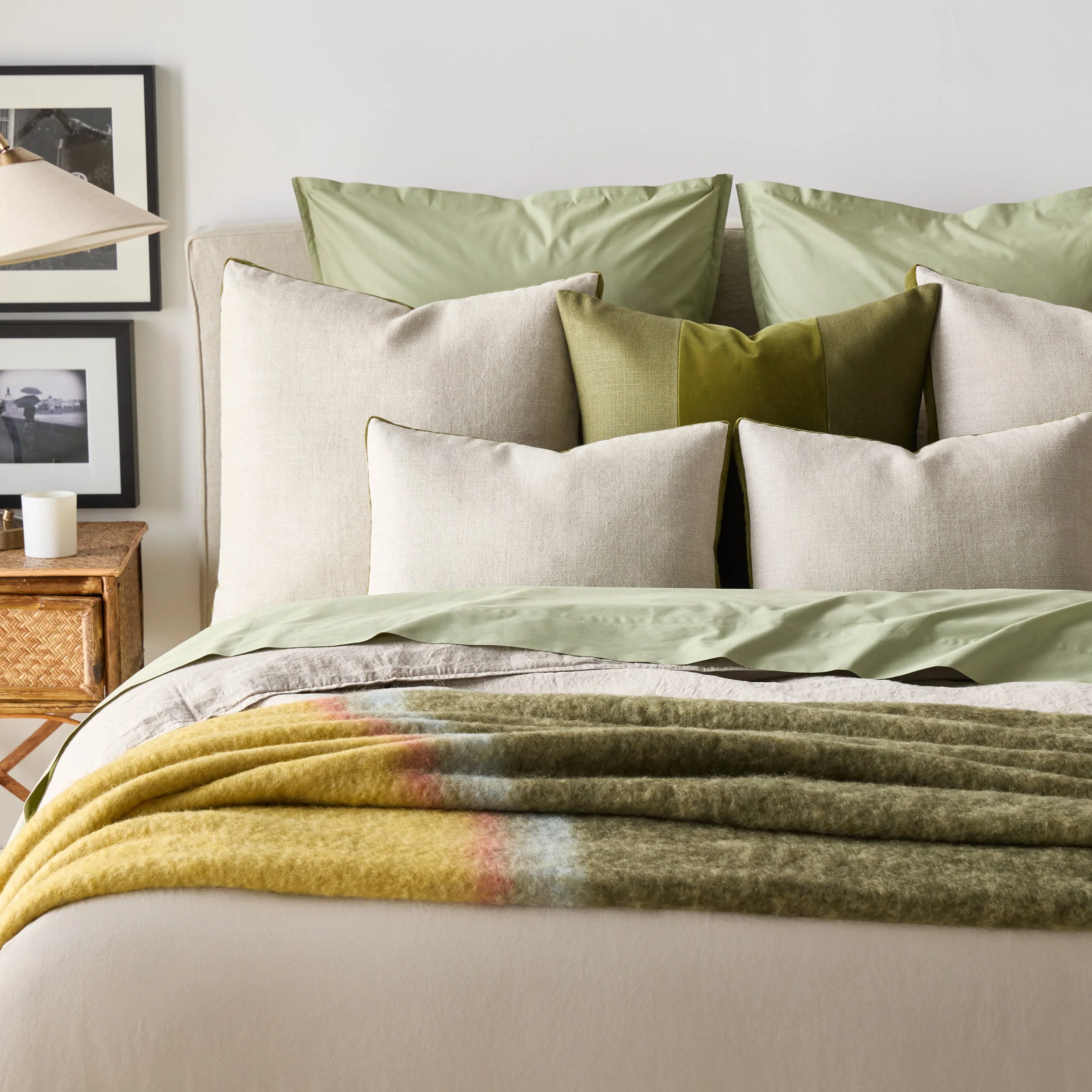 Sage Green Italian Percale Euro Shams, Set of 2 - Image 2