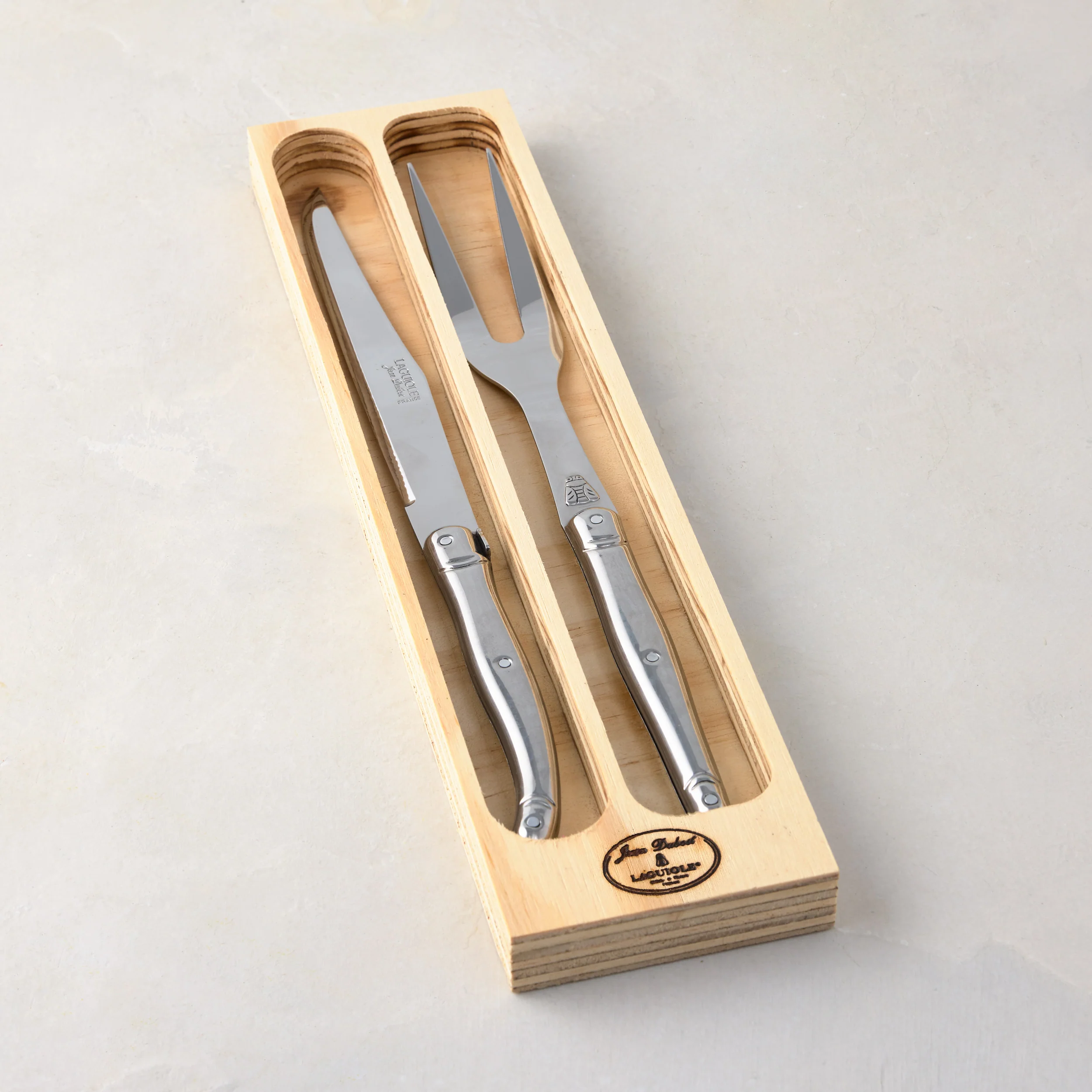 Jean Dubost Laguiole Stainless Steel 2-Piece Carving Set