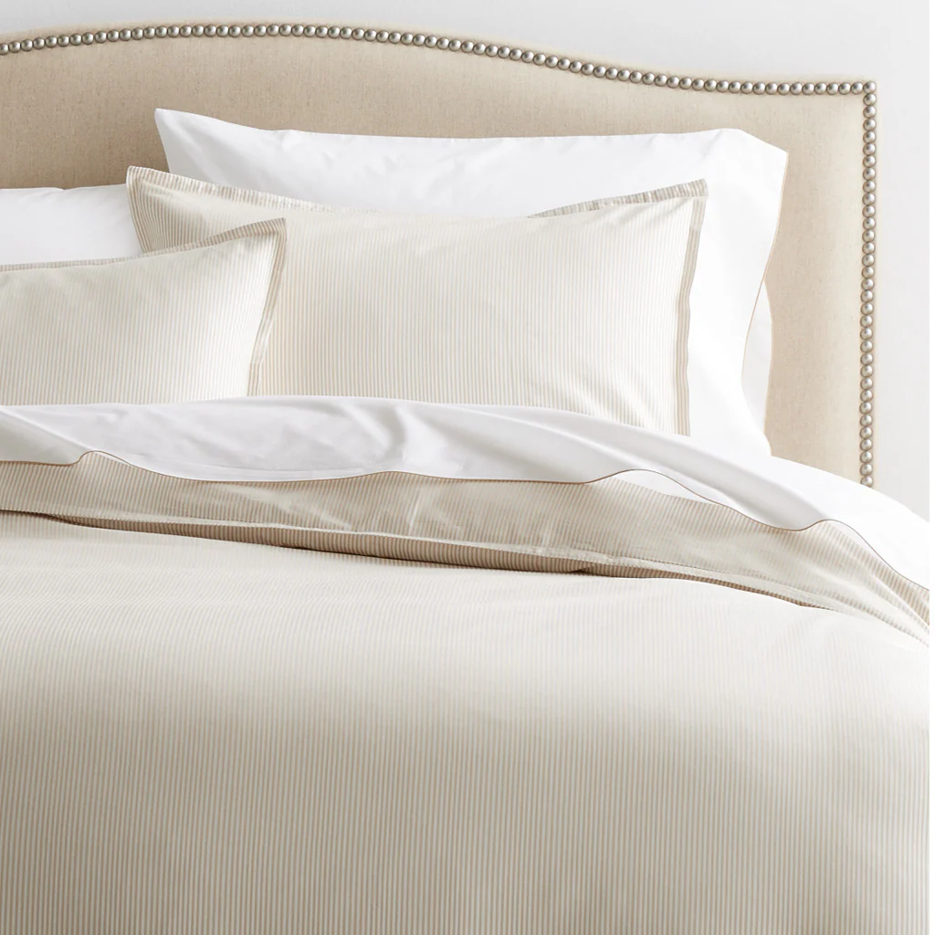 Khaki Stripe Cotton-Chambray Duvet Cover - Image 2