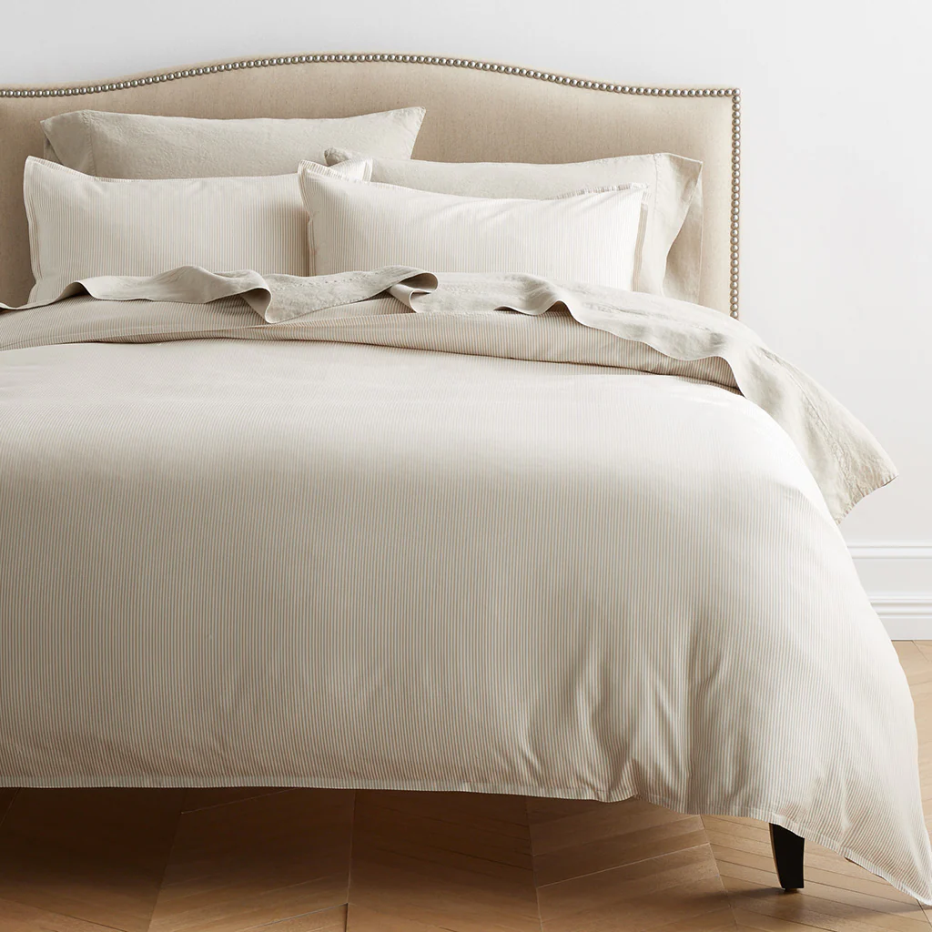 Khaki Stripe Cotton-Chambray Duvet Cover - Image 4