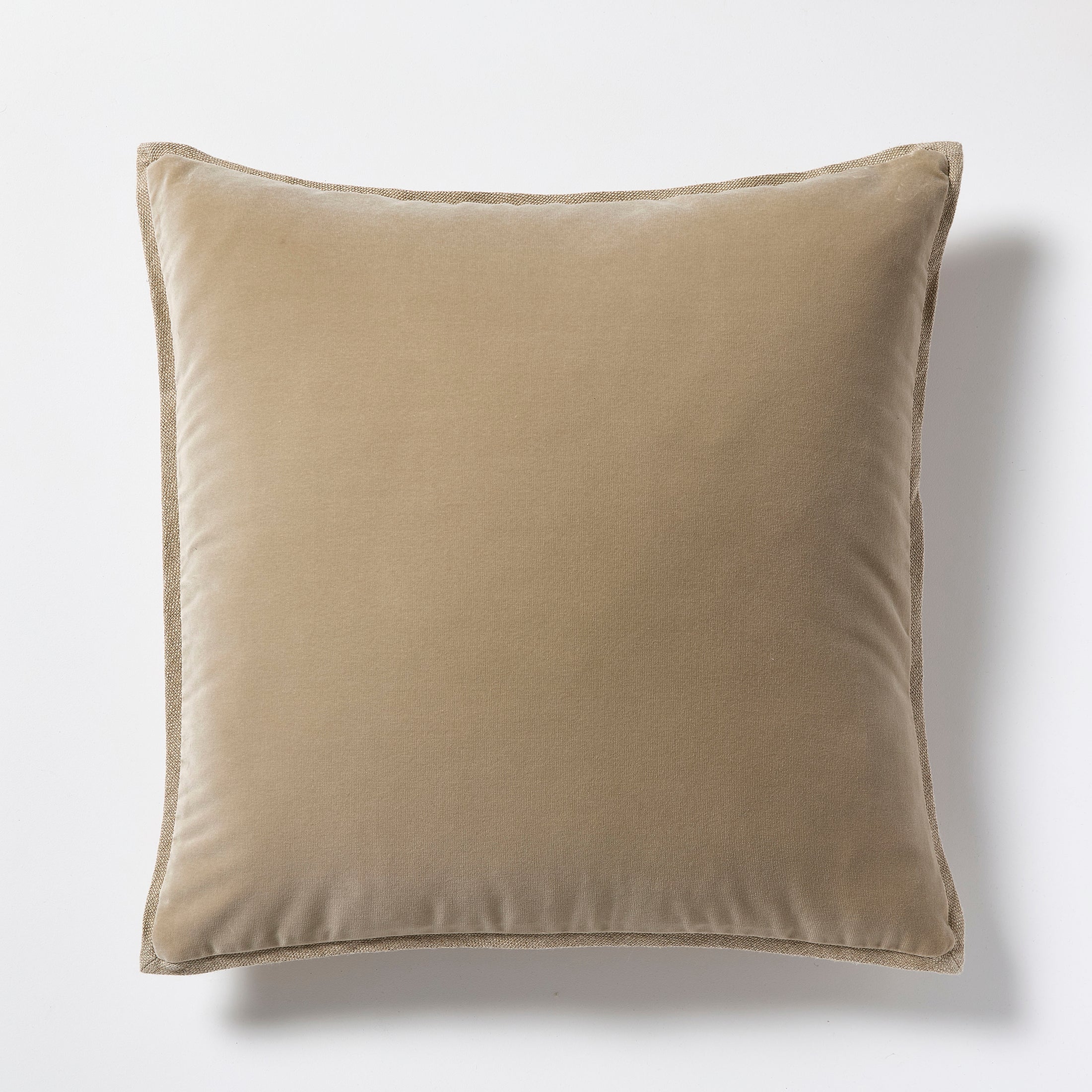 Khaki Linen and Velvet Square Reversible Pillow