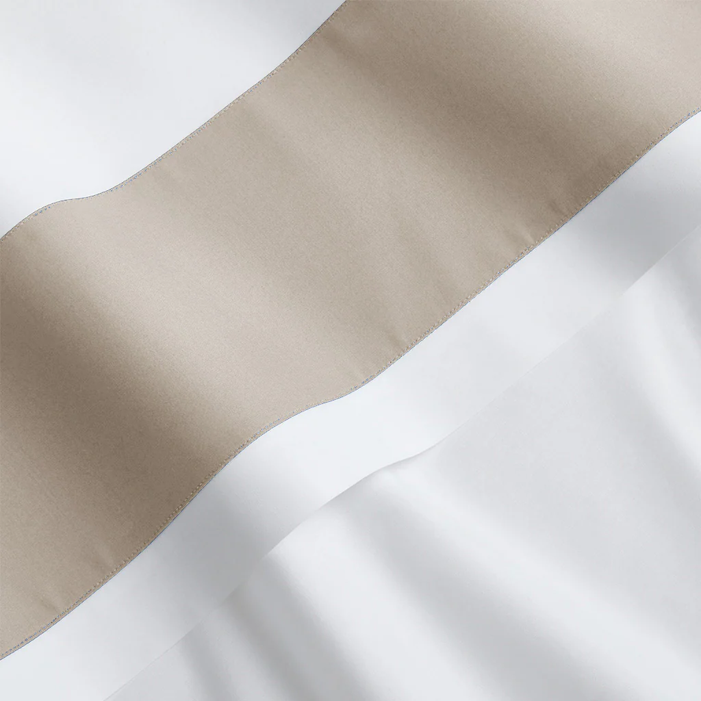 Khaki Wide-Band Percale Duvet Cover - Image 3