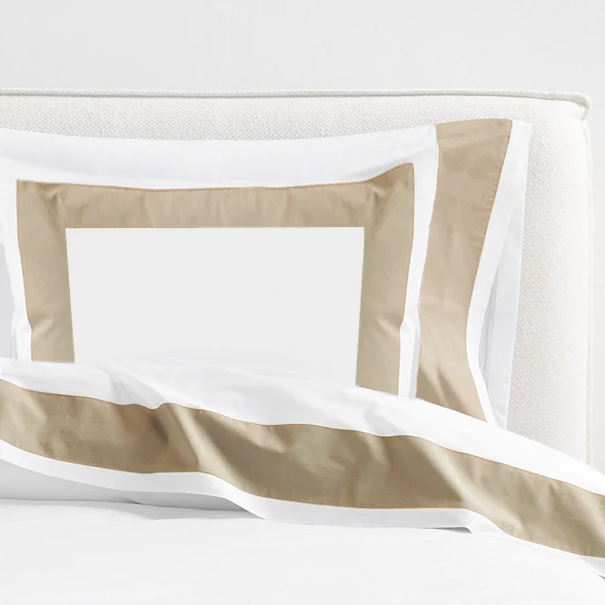 Khaki Wide-Band Percale Pillow Shams, Set of 2 - Image 3