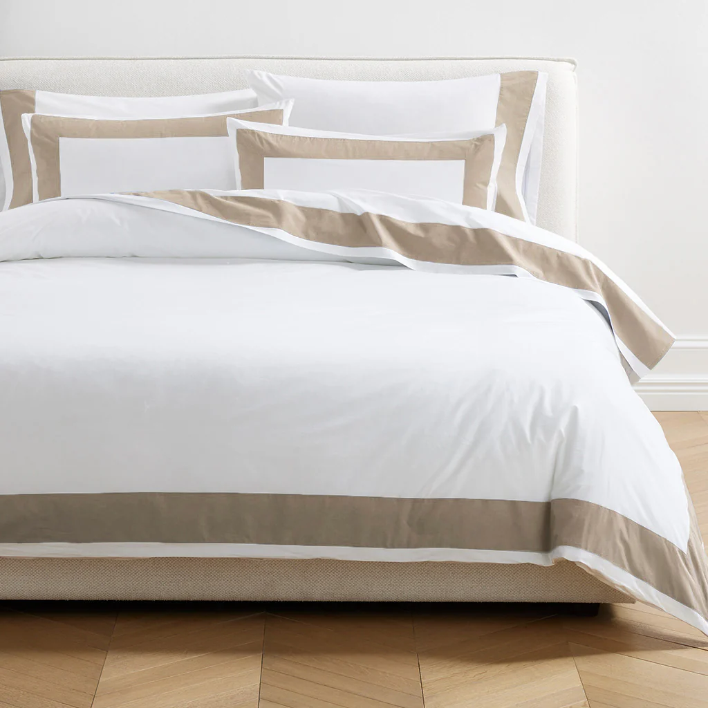 Khaki Wide-Band Percale Pillow Shams, Set of 2 - Image 5