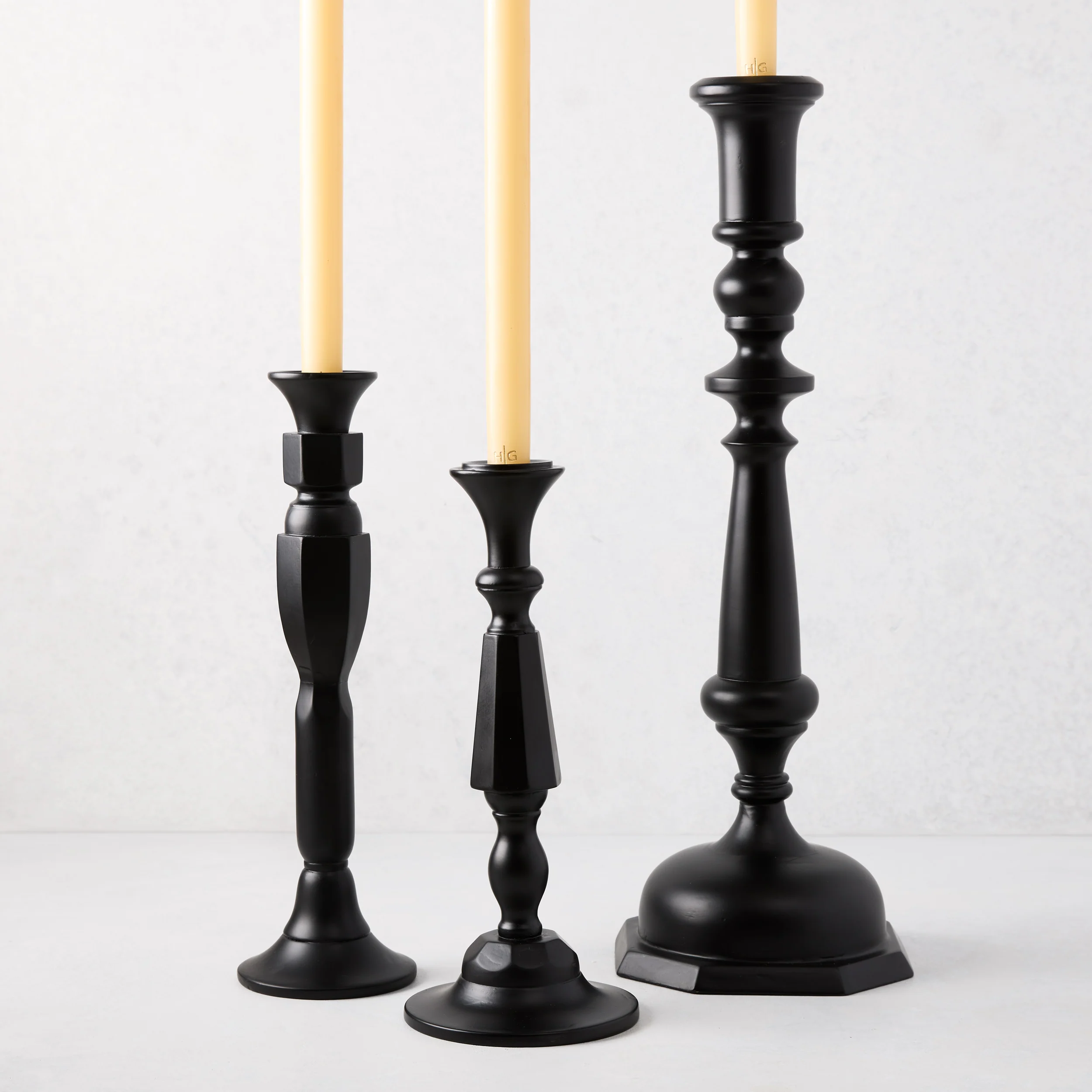 Medium Black Lacquer Georgian Candlestick - Image 3