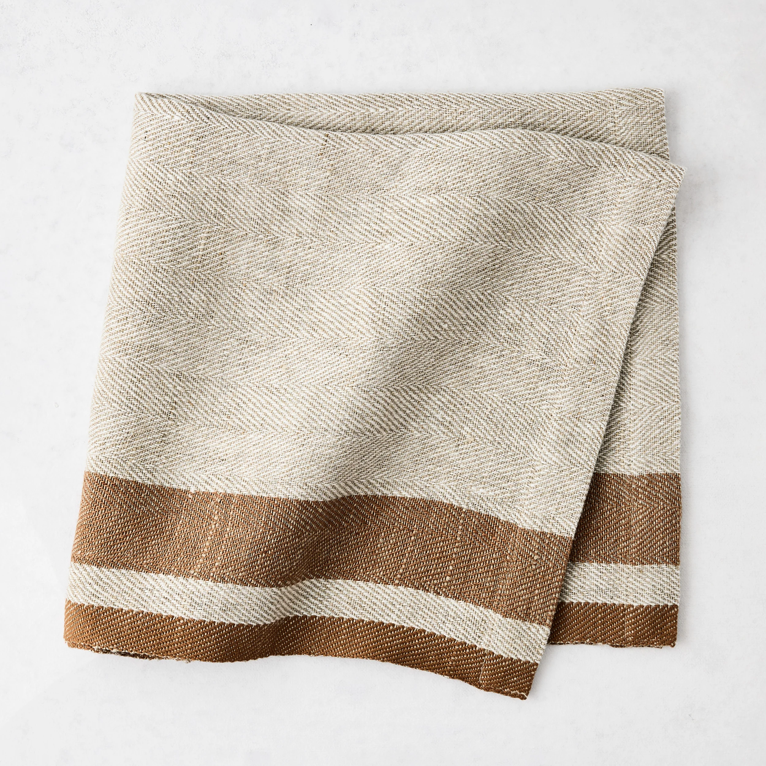 Lexington Tobacco Brown Stripe Border Napkin