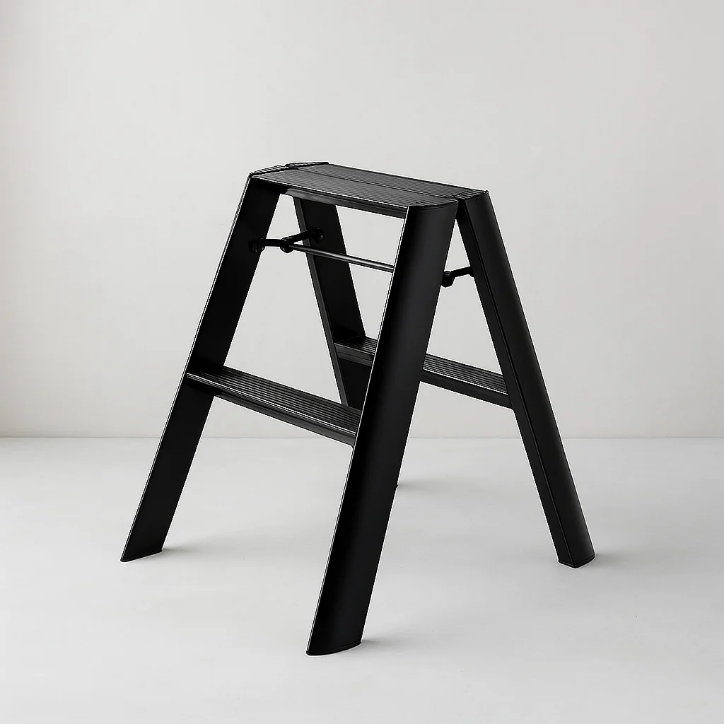 Black Lucano Hasegawa 2-Step Lightweight Ladder - Image 3