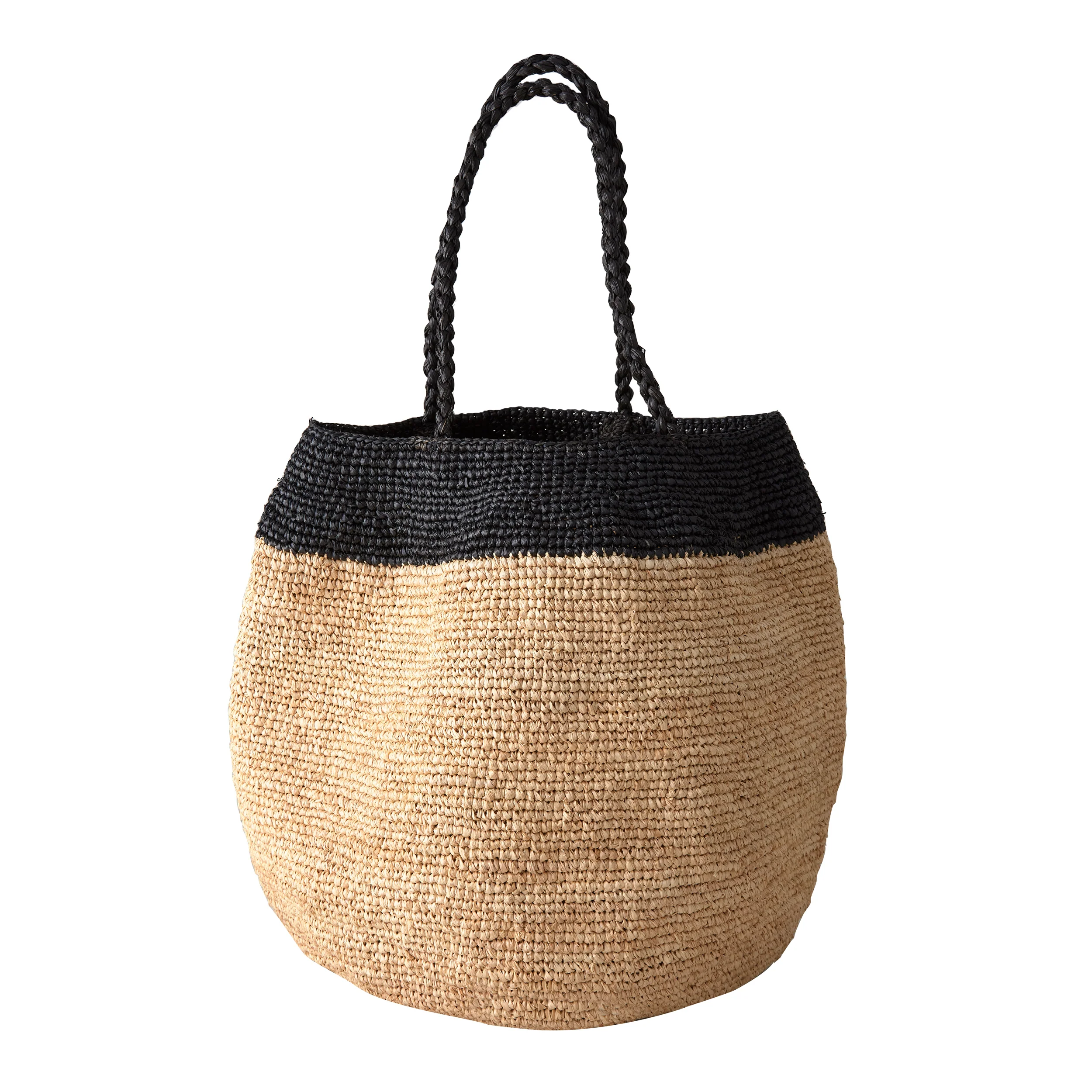Madrague Black Single Stripe Woven Tote Bag - Image 4