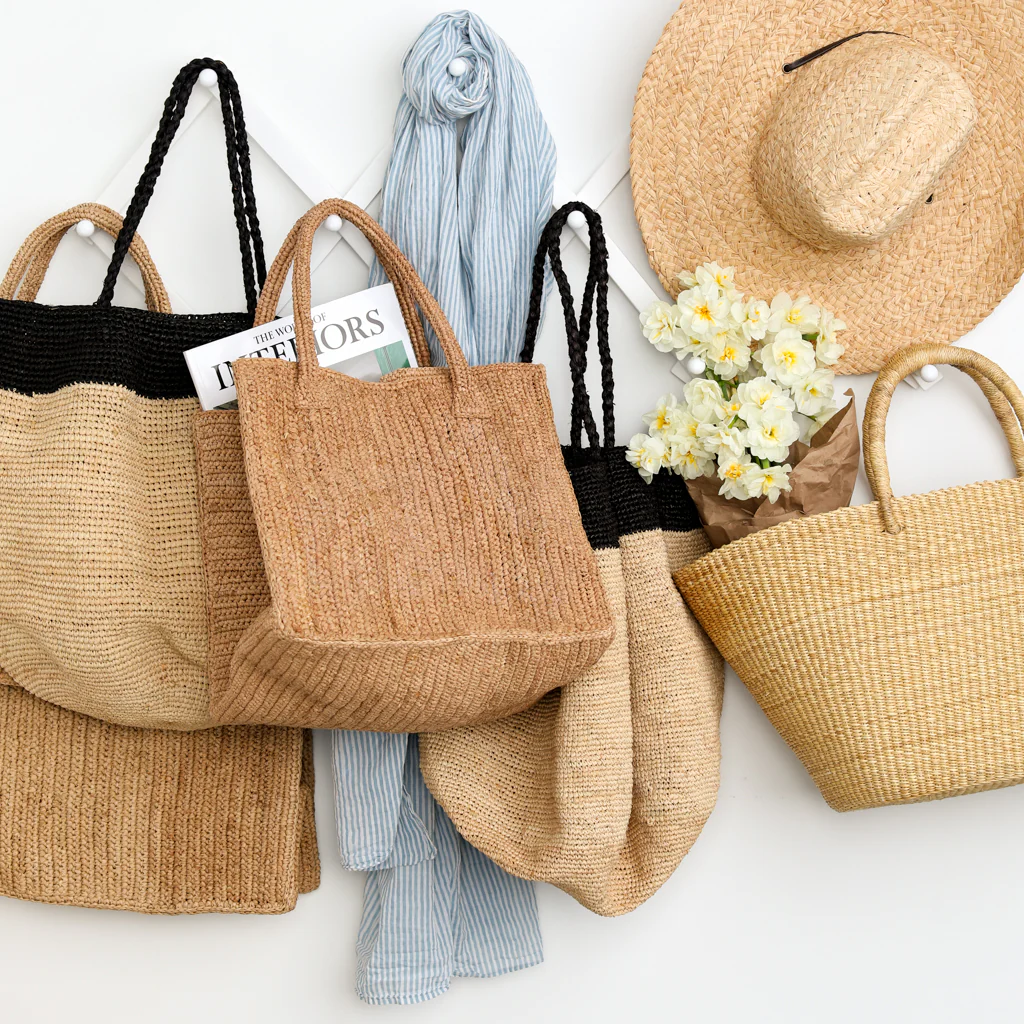 Madrague Black Single Stripe Woven Tote Bag - Image 5