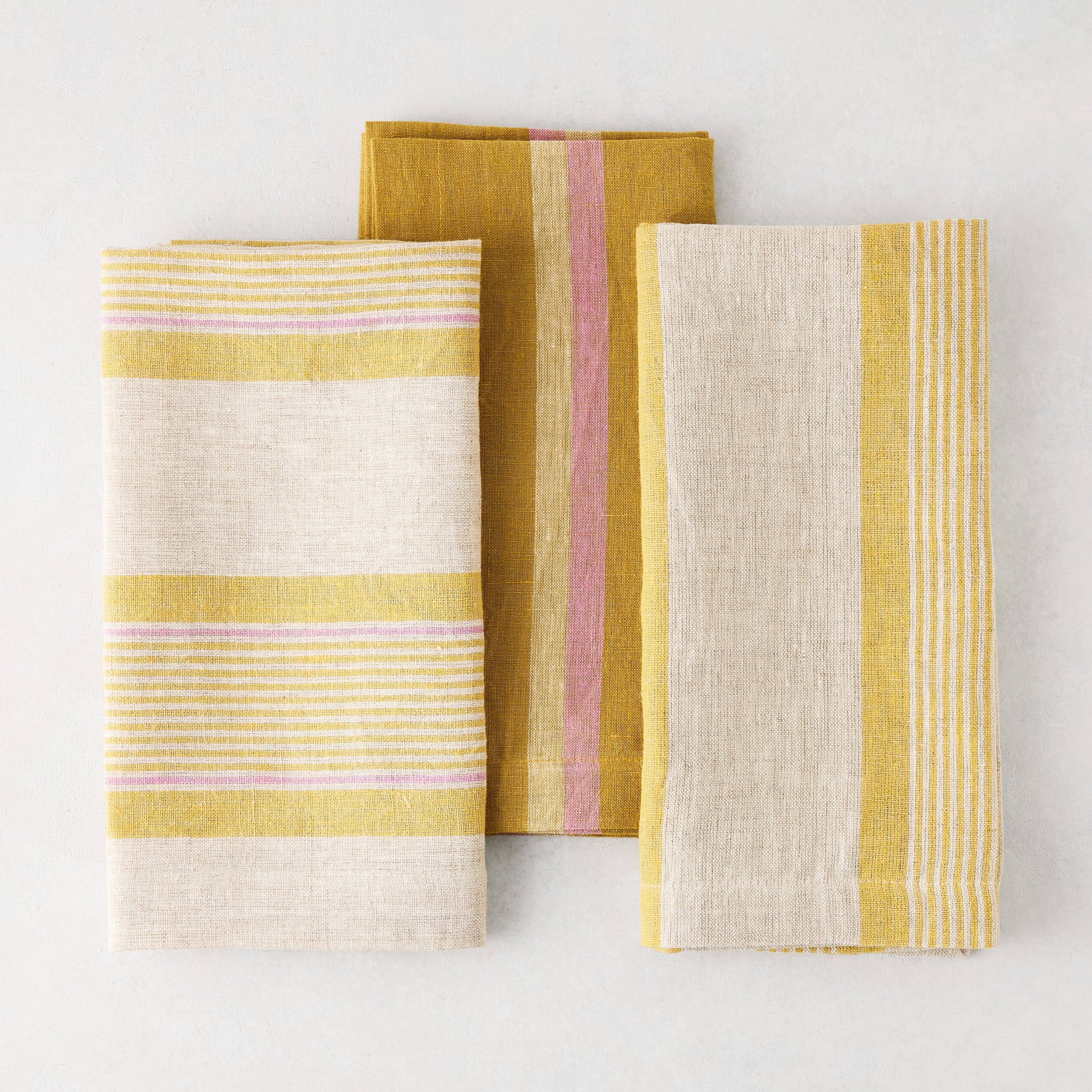 Madras Marigold and Natural Stripe Cotton Napkin - Image 2
