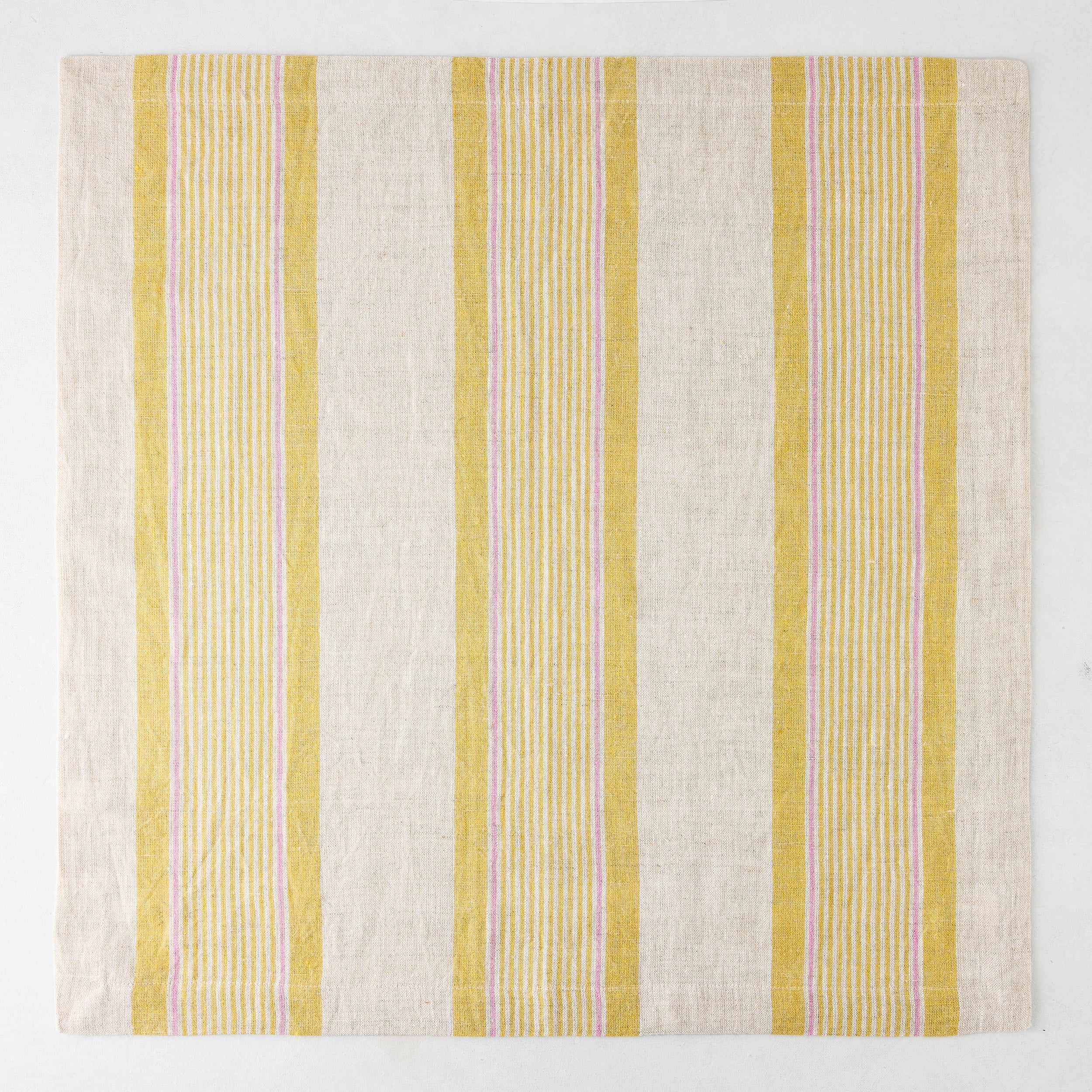 Madras Marigold, Pink, and Natural Stripe Cotton Napkin - Image 3