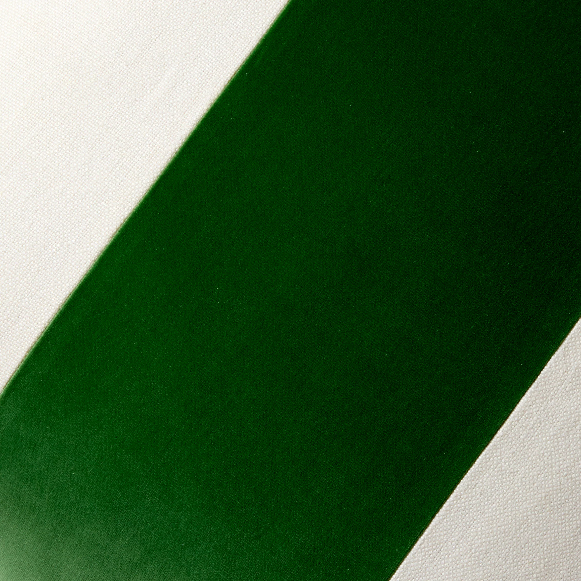 Meadow Green Wide Velvet and Linen Stripe Pillow - Image 2