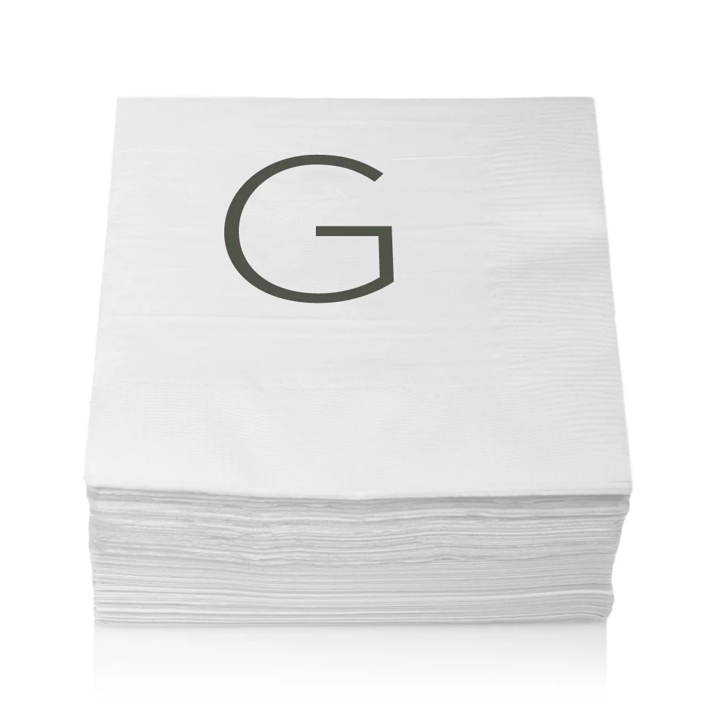 Monogram Paper Cocktail Napkins, A-Z - Image 9