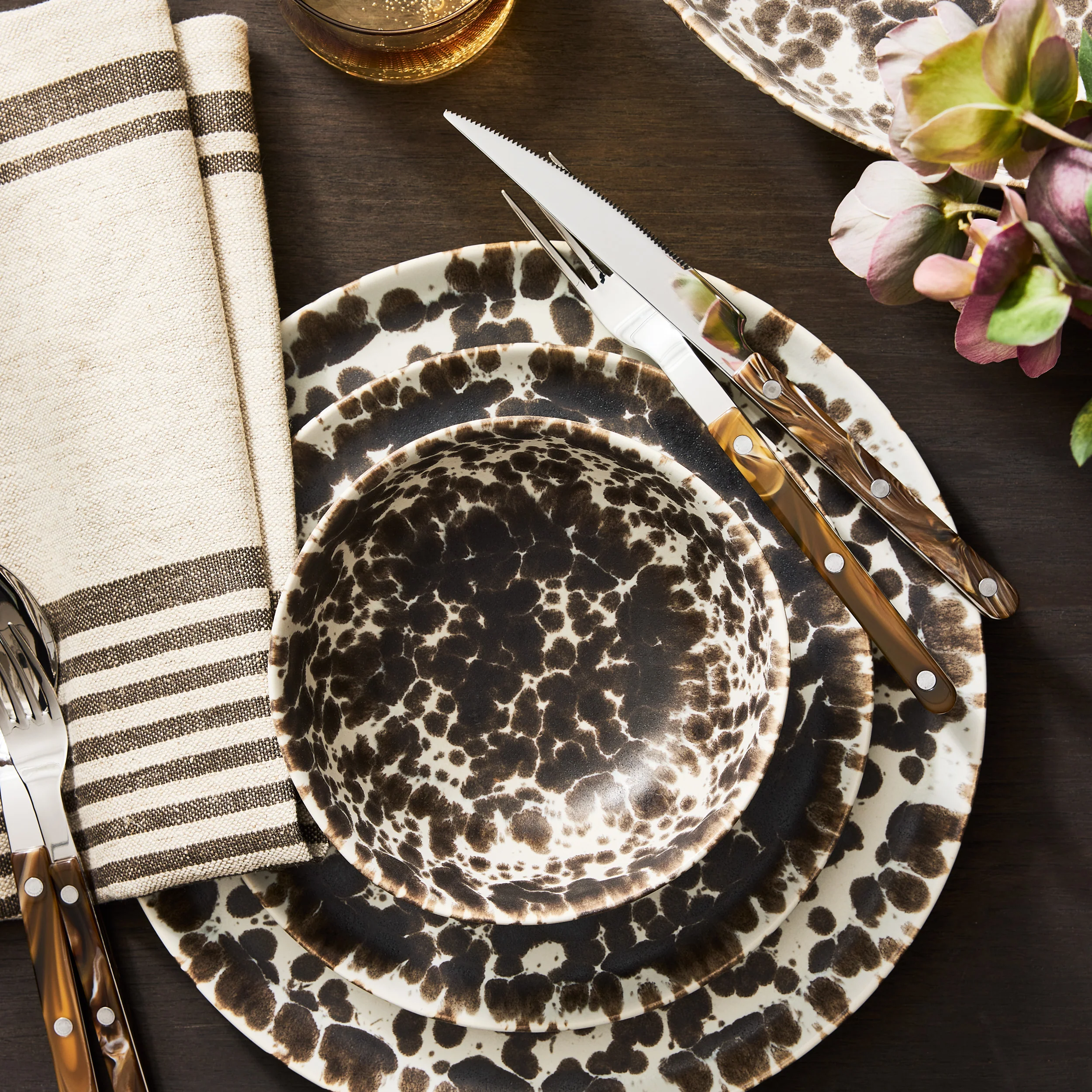 Chocolate Brown Boat Stripe Natural Napkin - Image 3
