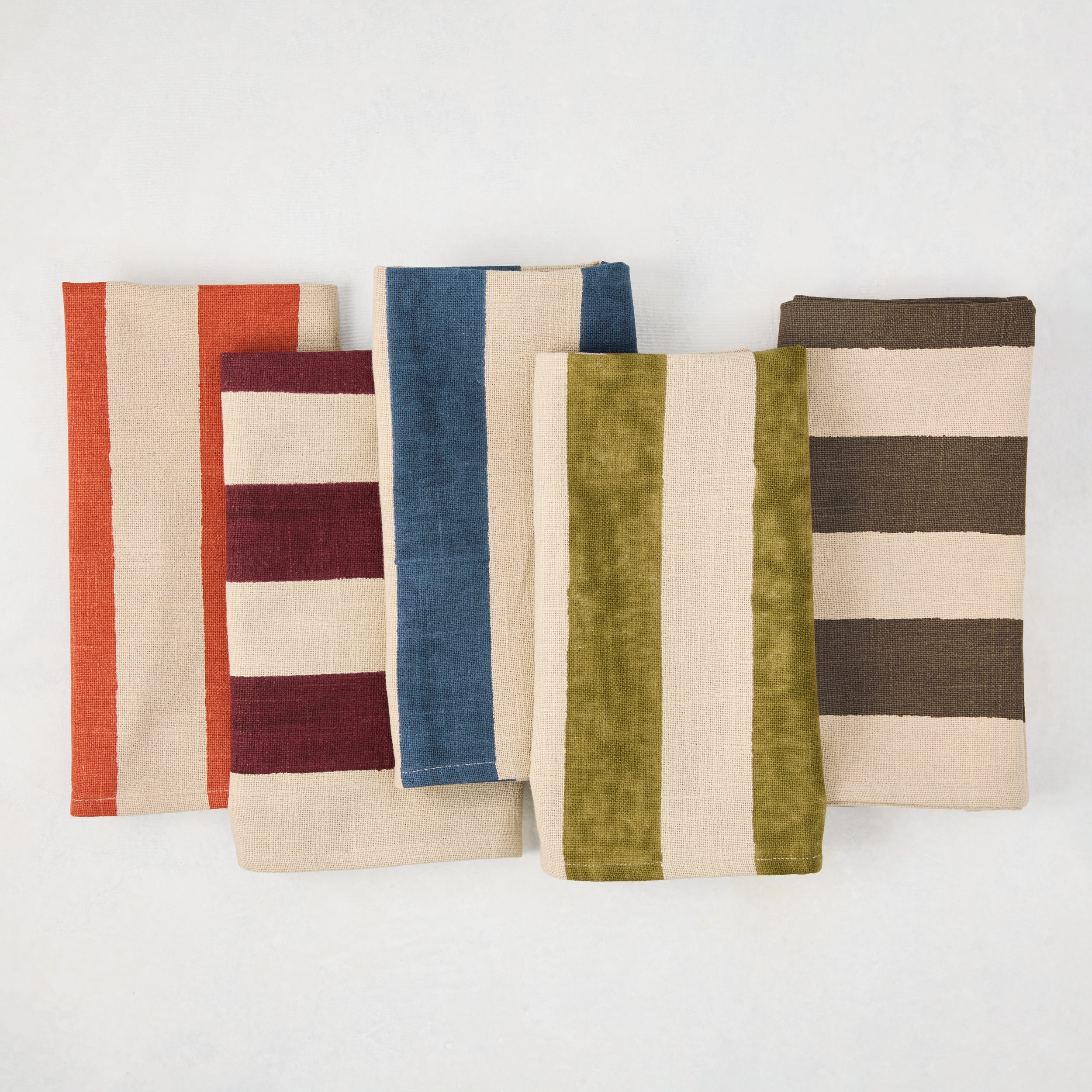 Chocolate Brown Hampton Stripe Natural Cotton Napkin - Image 2