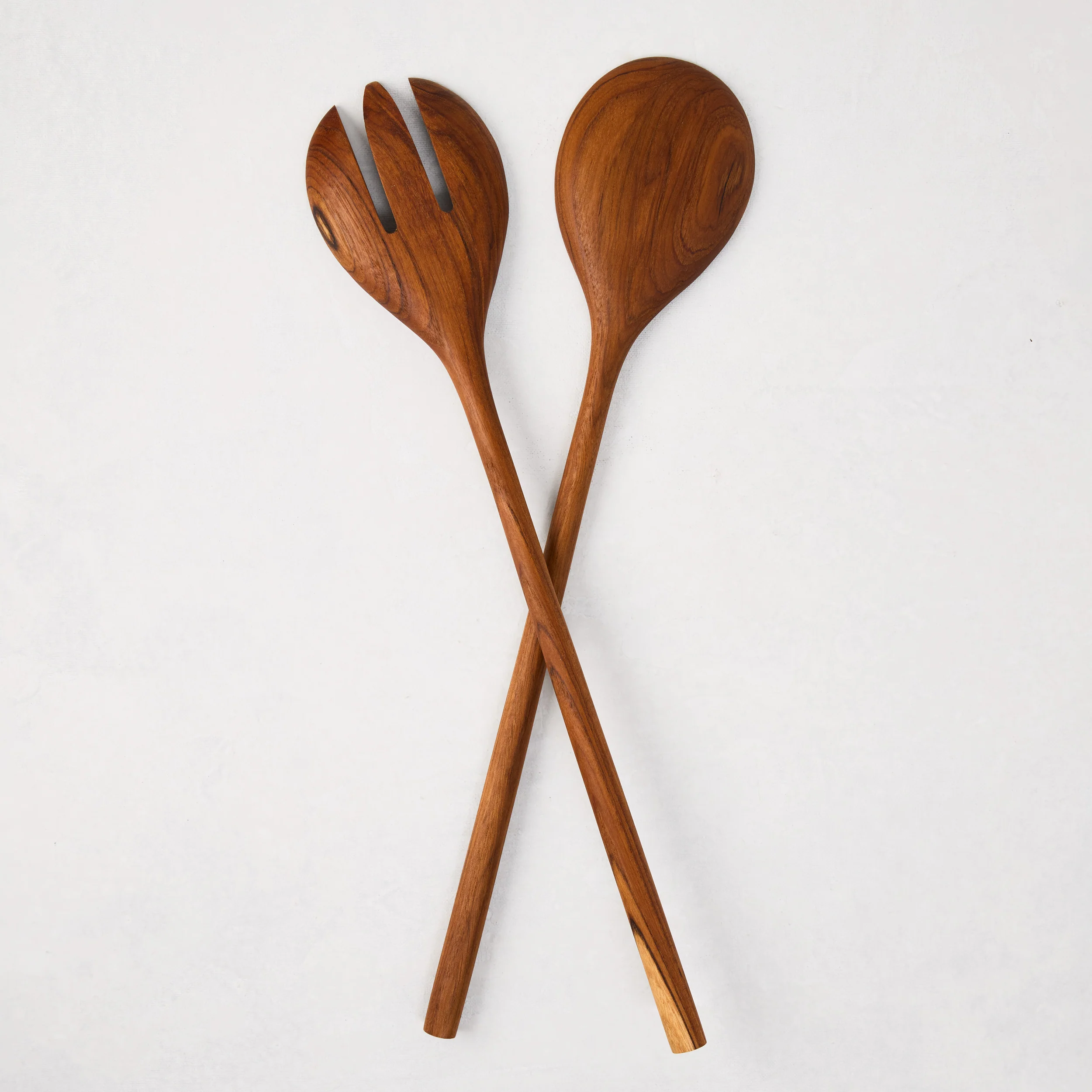 Natural Teak Wood Long-Handled 2-Piece Serving Set - Image 2