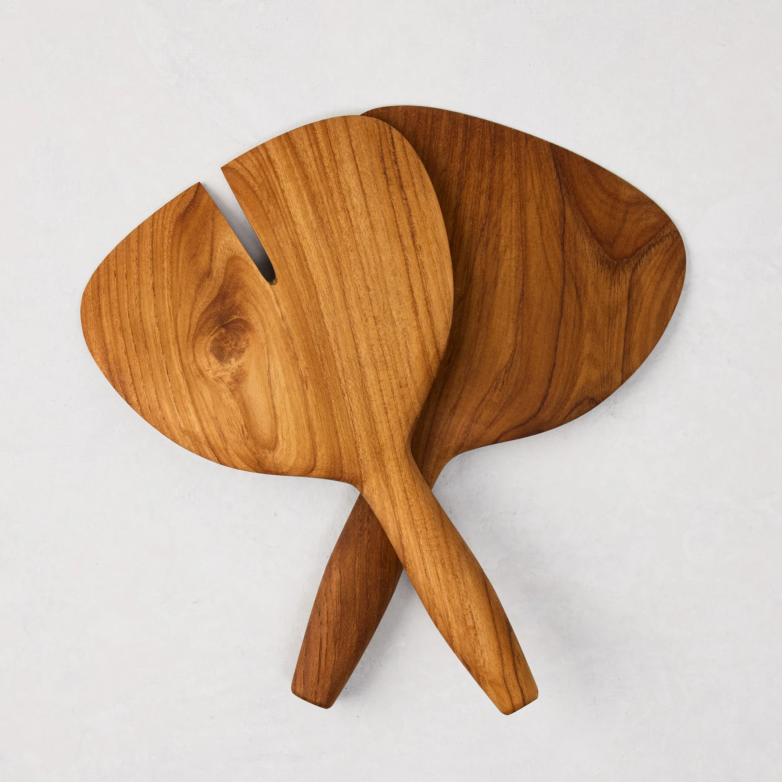 Natural Teak Wood Short-Handled 2-Piece Serving Set - Image 2