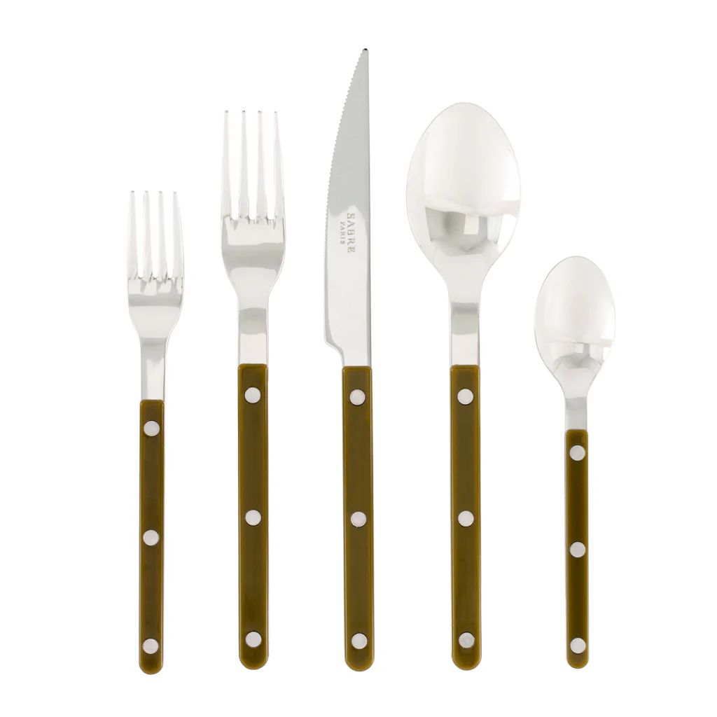 Olive Green Bistro 5-Piece Flatware Set - Image 3