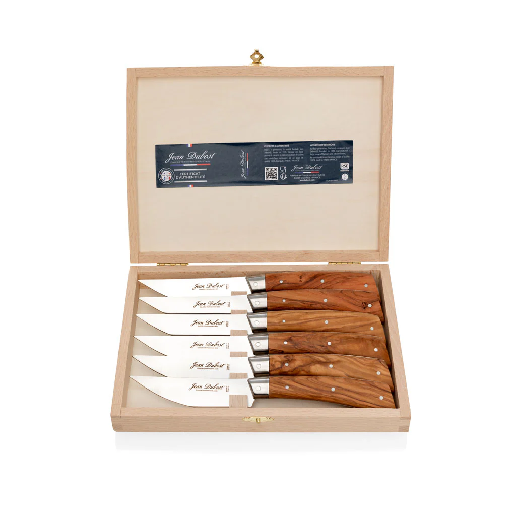 Jean Dubost Laguiole Olive Wood Steak Knives, Set of 6 - Image 3