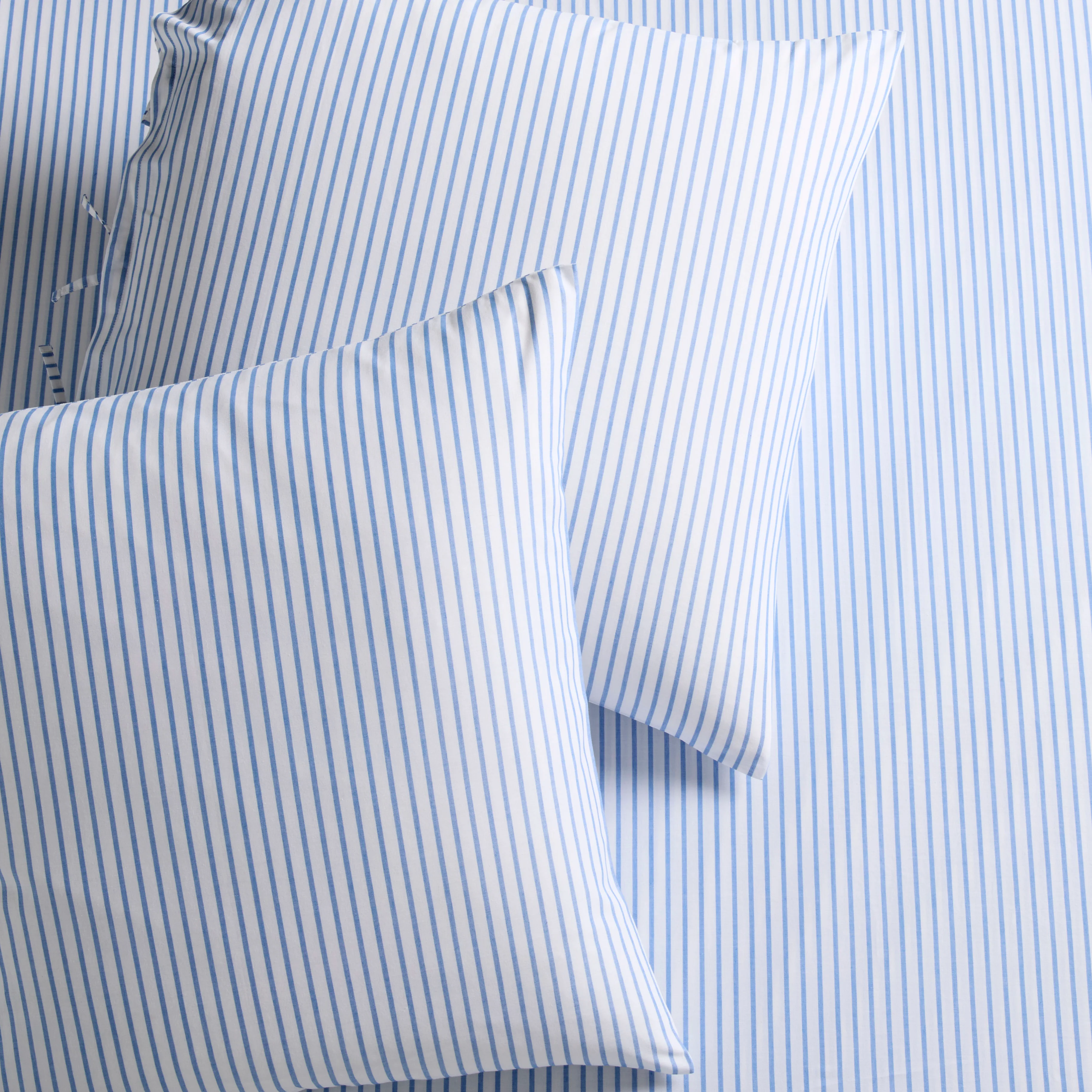 Blue Oxford Thin Stripe Cotton Euro Shams, Set of 2