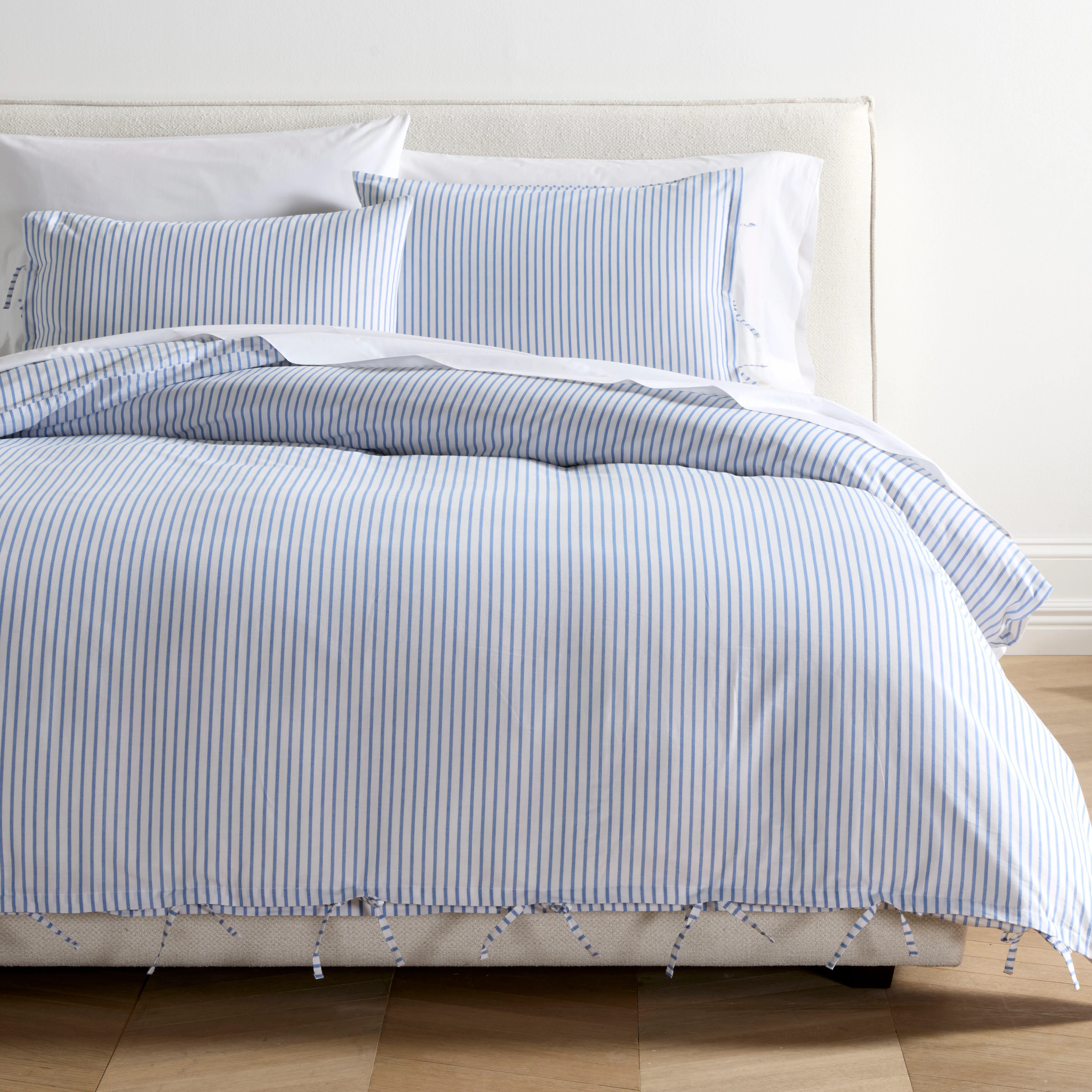 Blue Oxford Thin Stripe Cotton Euro Shams, Set of 2 - Image 2