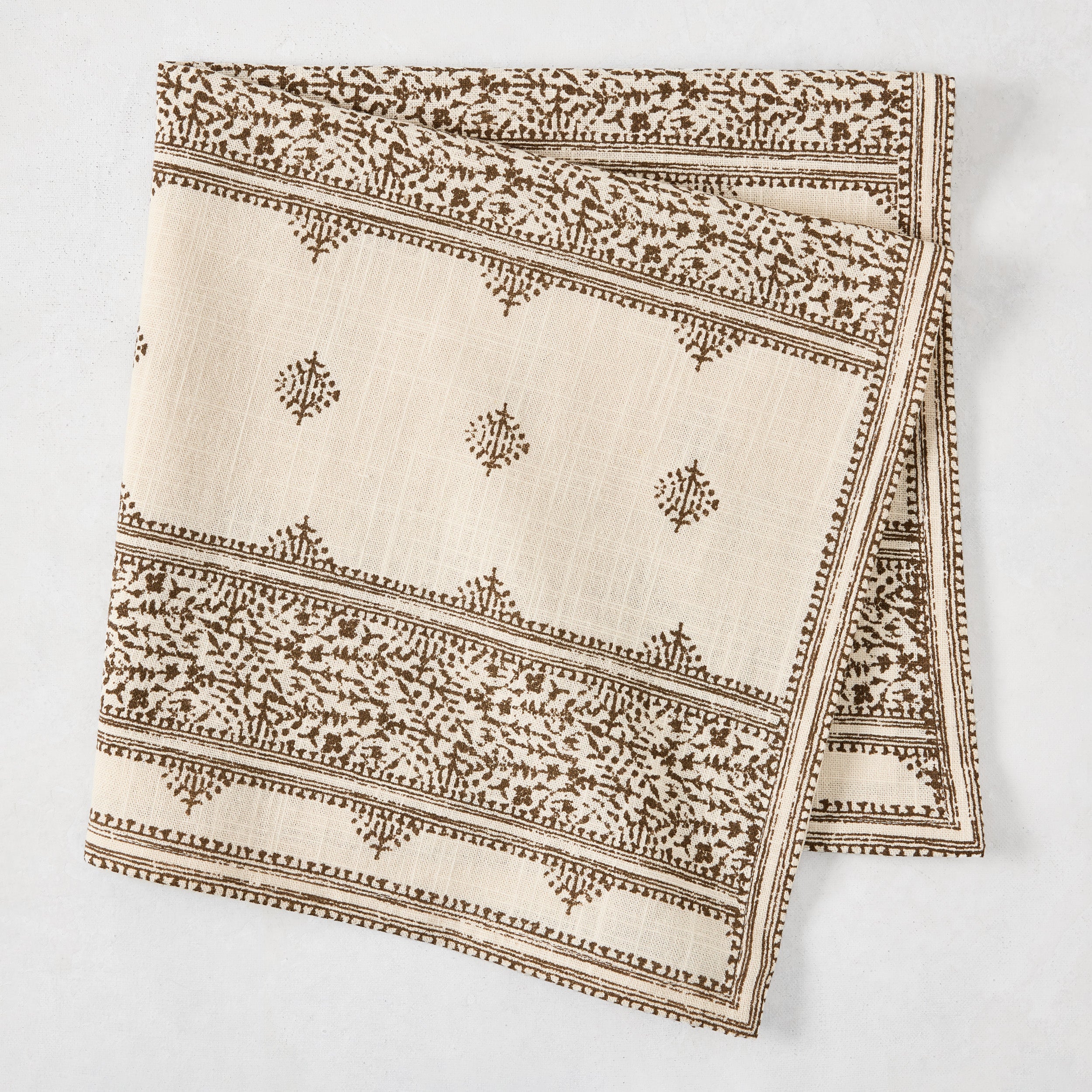Peter Dunham + Hudson Grace Chocolate Brown Fez Stripe Printed Natural Napkin
