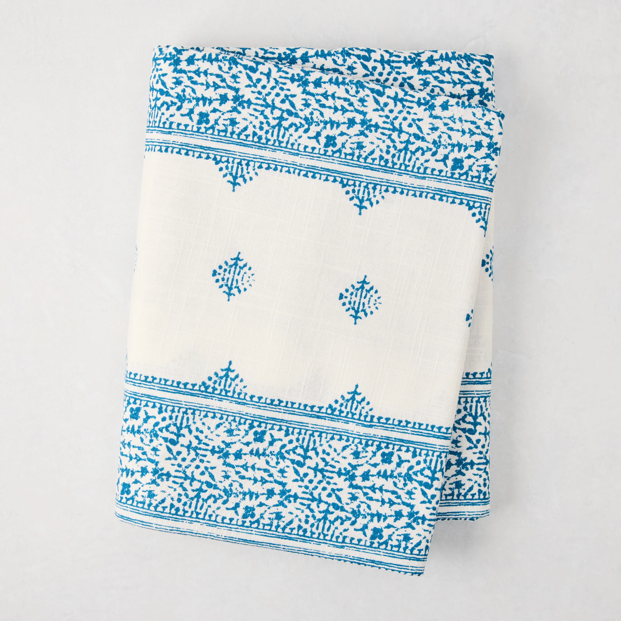 Peter Dunham + Hudson Grace Blue Fez Stripe Printed Tablecloth
