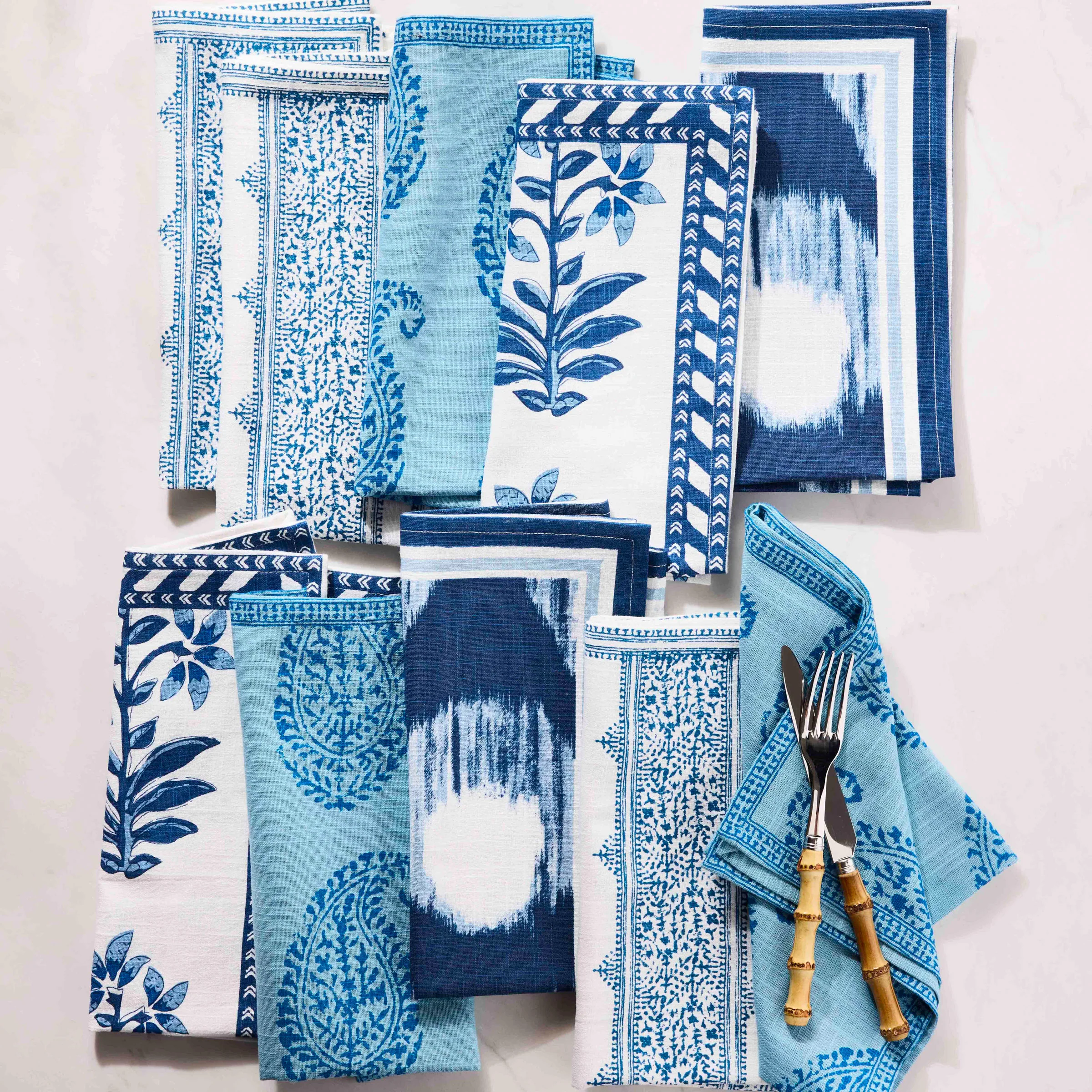 Peter Dunham + Hudson Grace Blue Kashmir Paisley Printed Napkin - Image 2