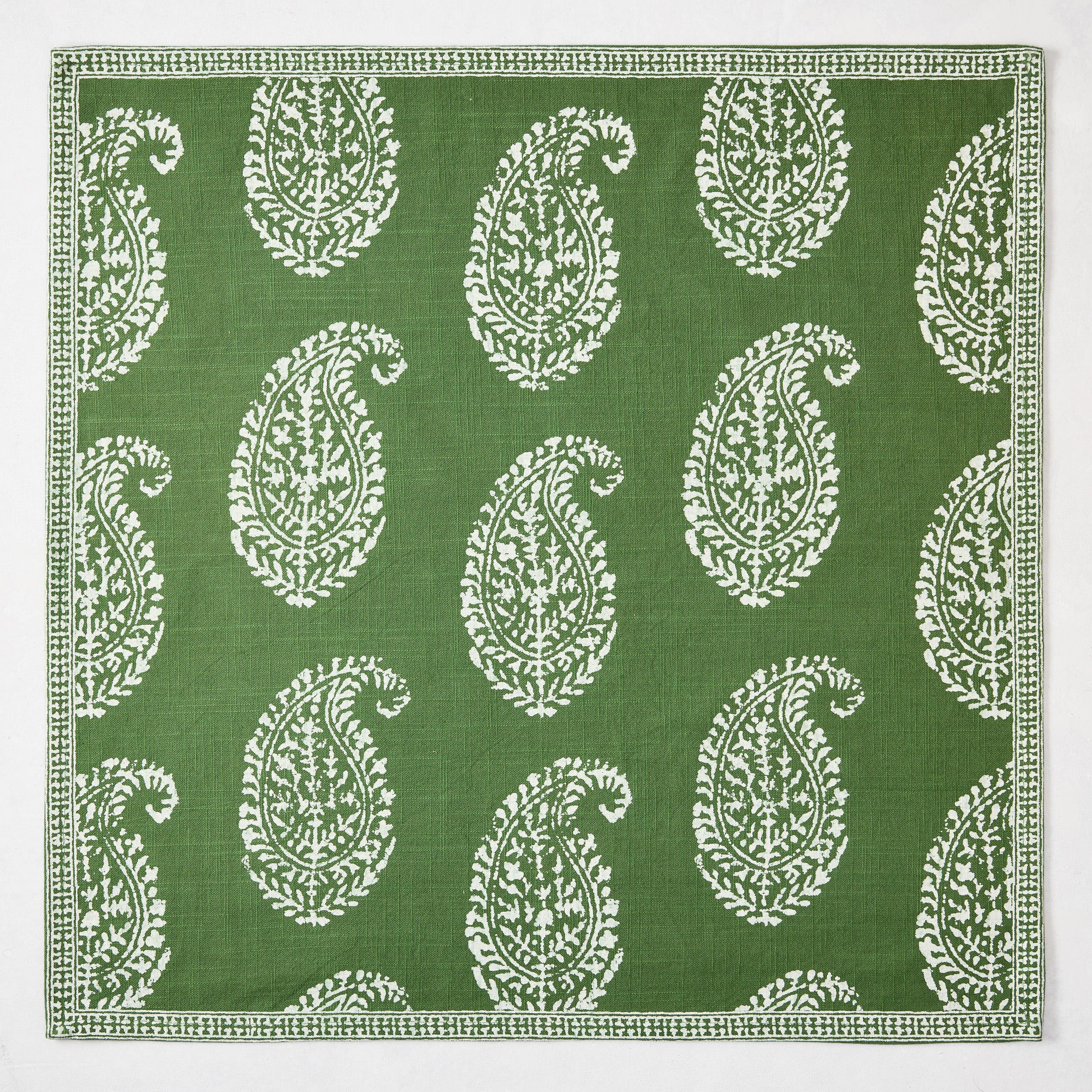 Peter Dunham + Hudson Grace Kashmir Paisley Olive Green Printed Napkin - Image 3