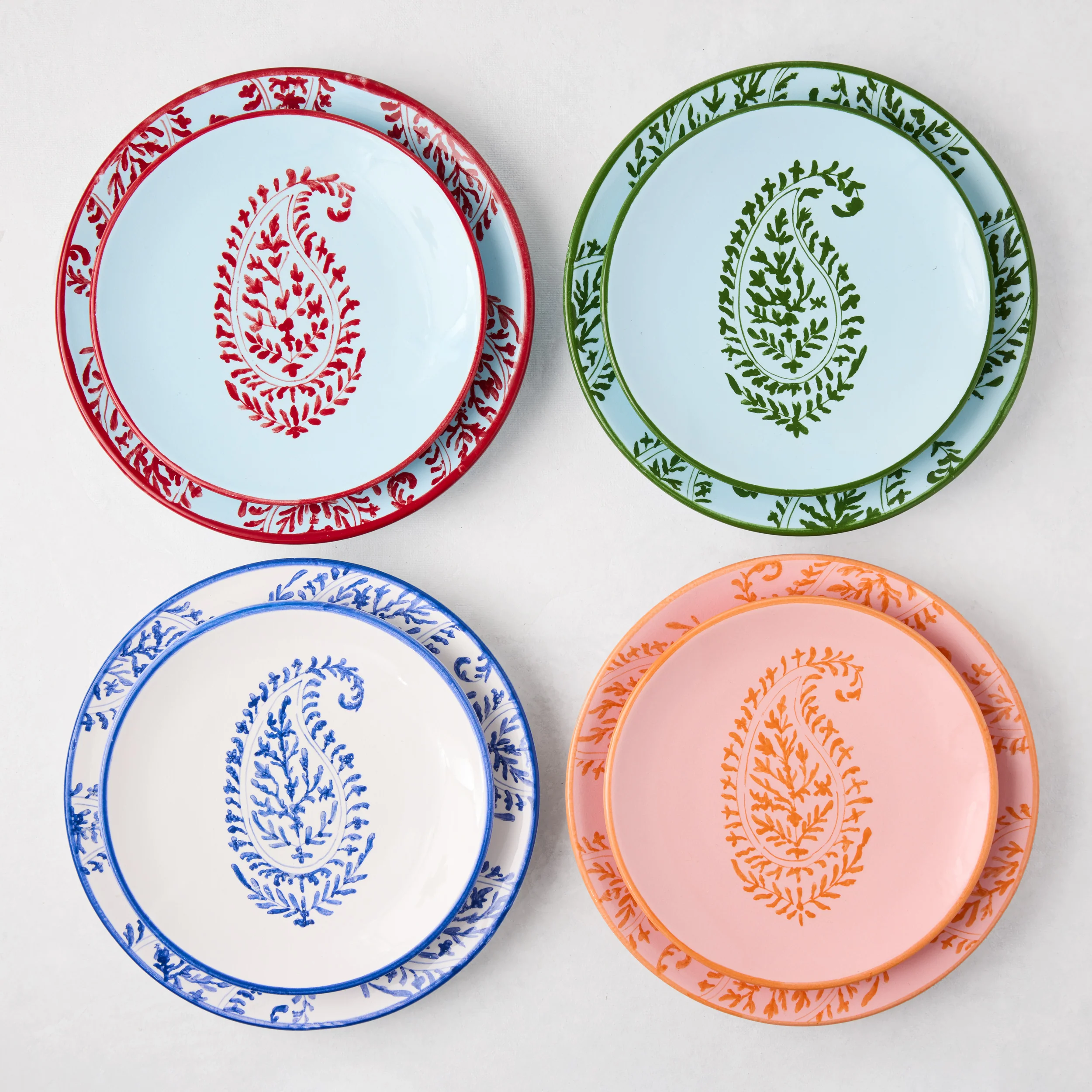 Peter Dunham + Hudson Grace Green Kashmir Hand-Painted Paisley Salad Plate - Image 7