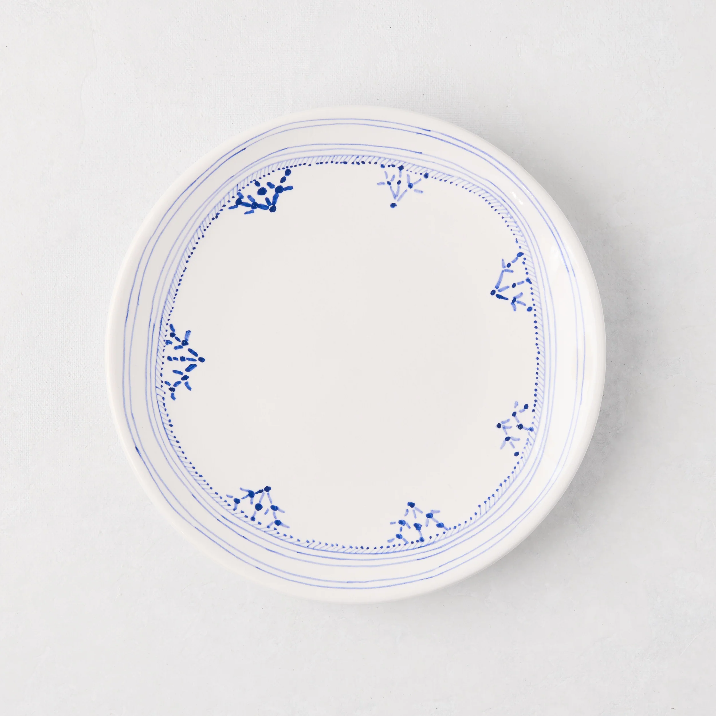 Peter Dunham + Hudson Grace Blue Fez Hand-Painted Border Appetizer Plate
