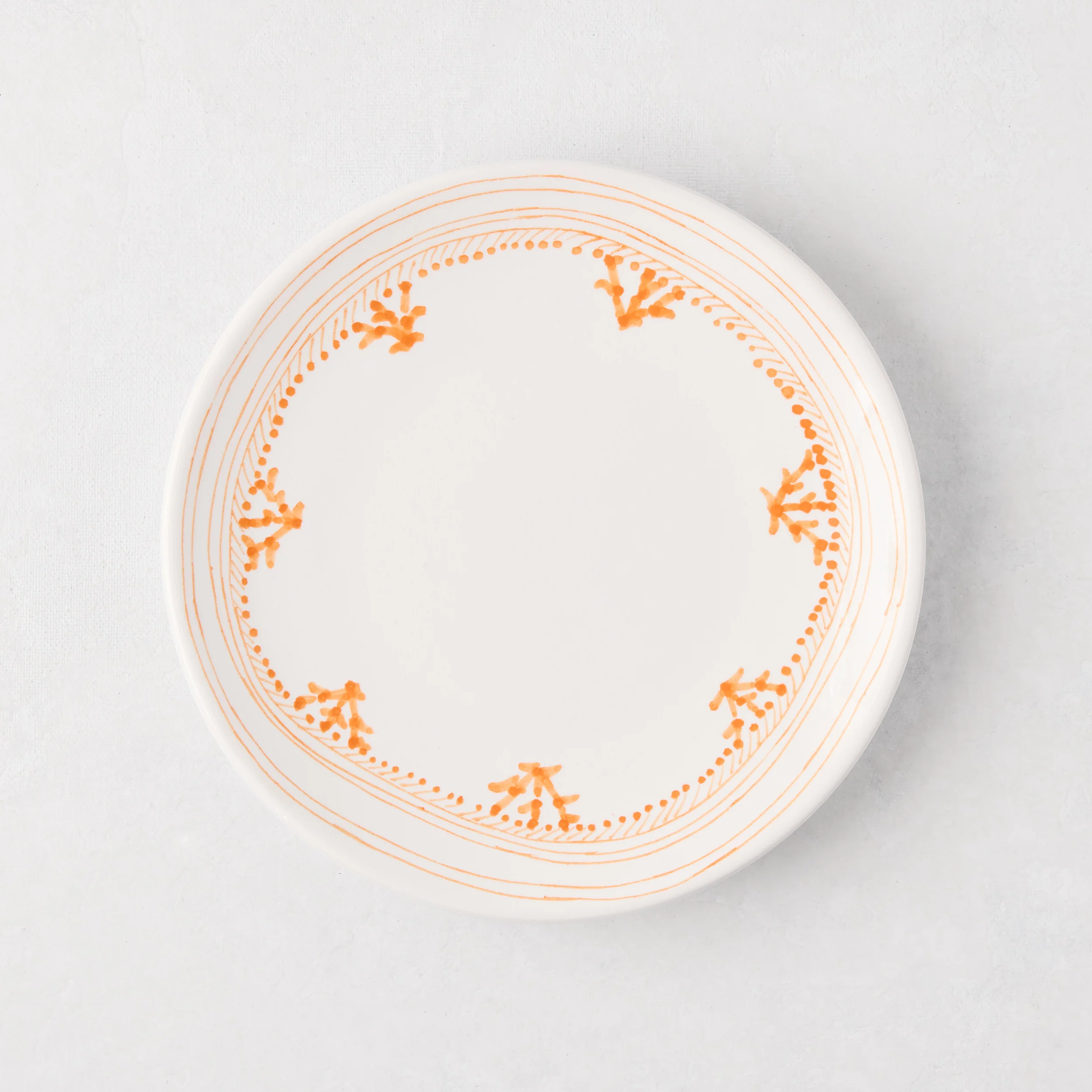 Peter Dunham + Hudson Grace Orange Fez Hand-Painted Border Appetizer Plate