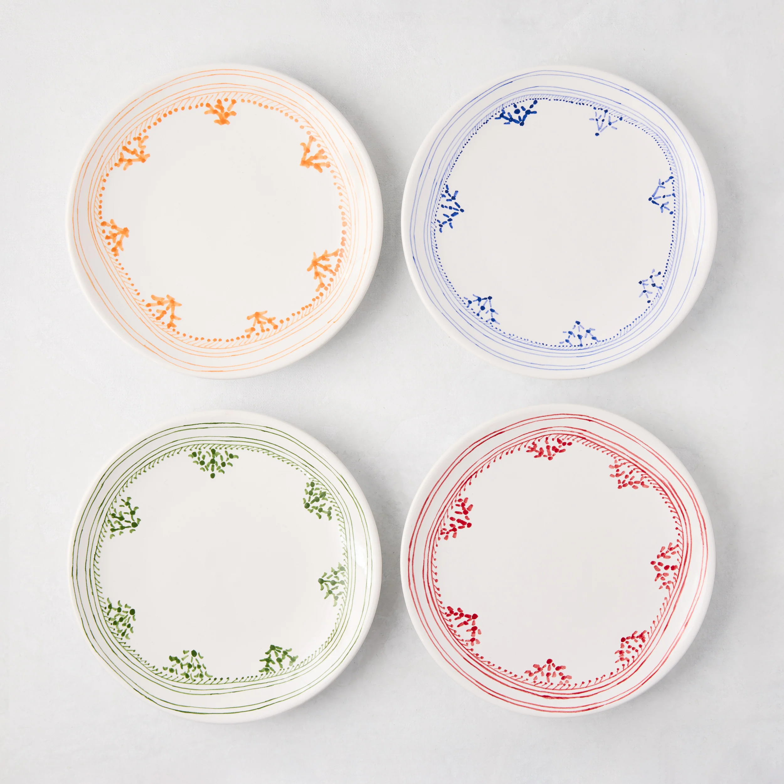 Peter Dunham + Hudson Grace Orange Fez Hand-Painted Border Appetizer Plate - Image 3