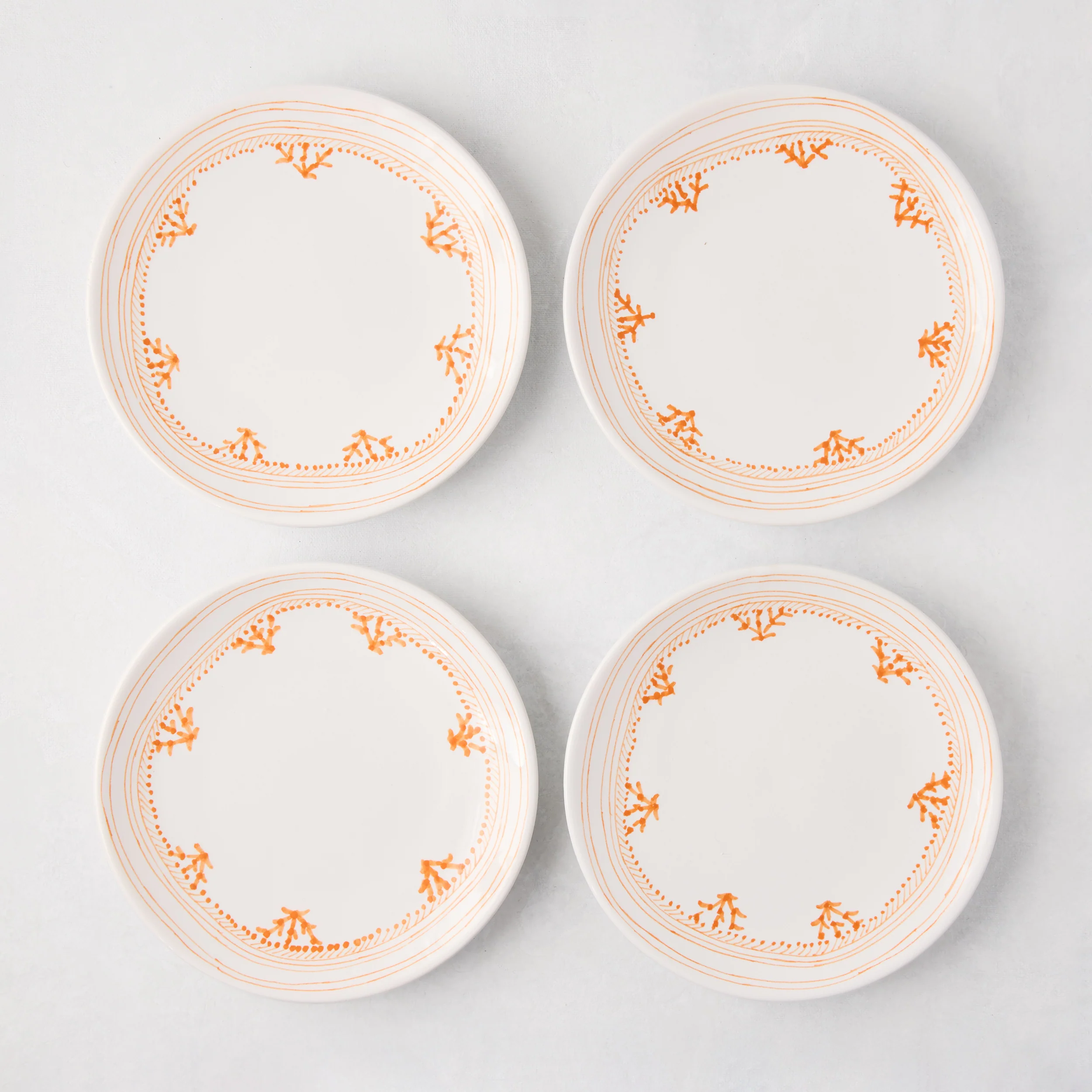 Peter Dunham + Hudson Grace Orange Fez Hand-Painted Border Appetizer Plate - Image 6