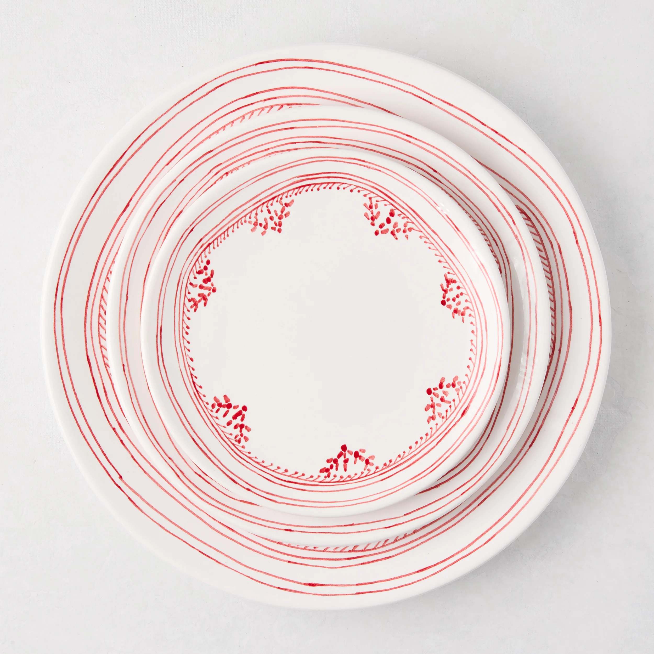 Peter Dunham + Hudson Grace Red Fez Hand-Painted Border Appetizer Plate - Image 4