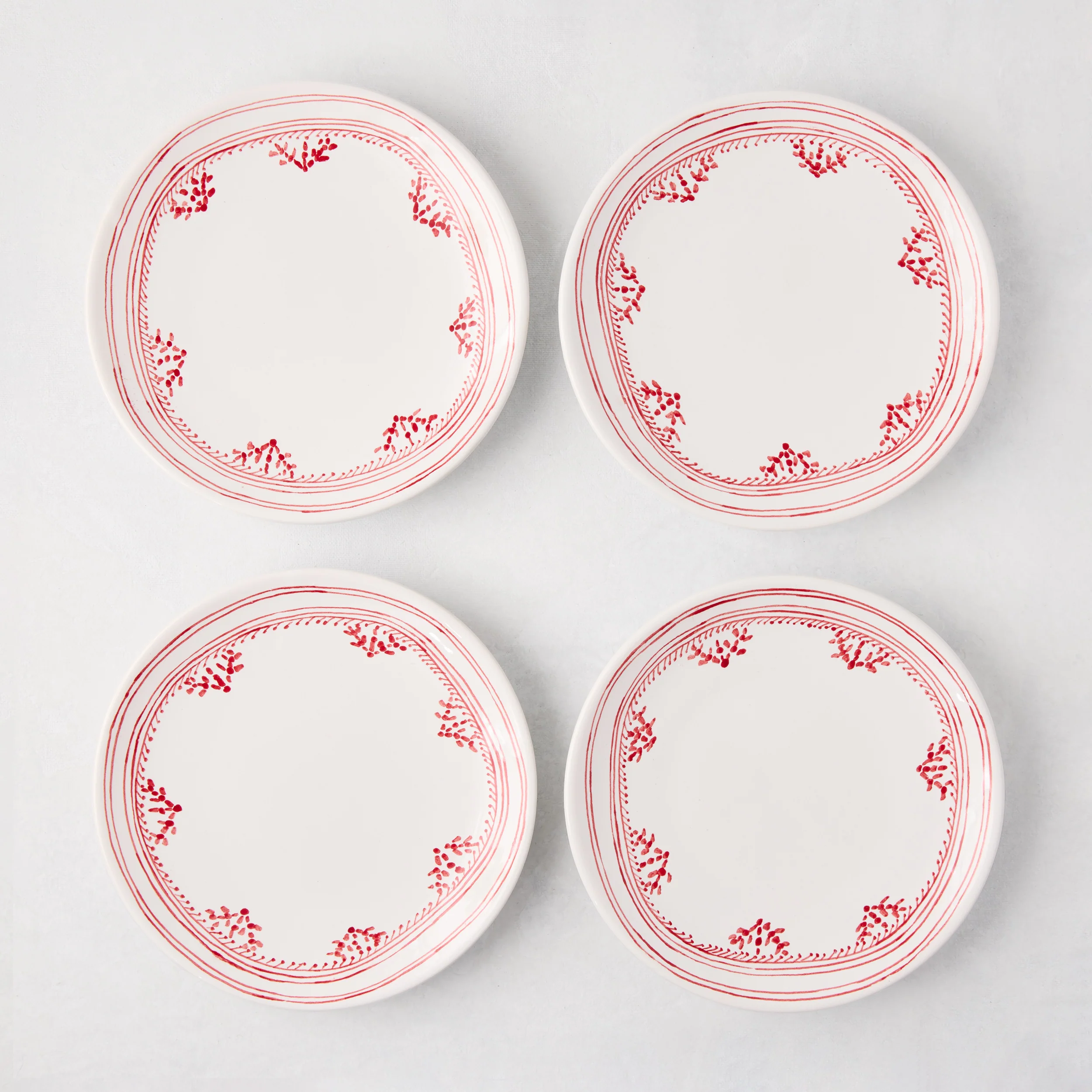 Peter Dunham + Hudson Grace Red Fez Hand-Painted Border Appetizer Plate - Image 5