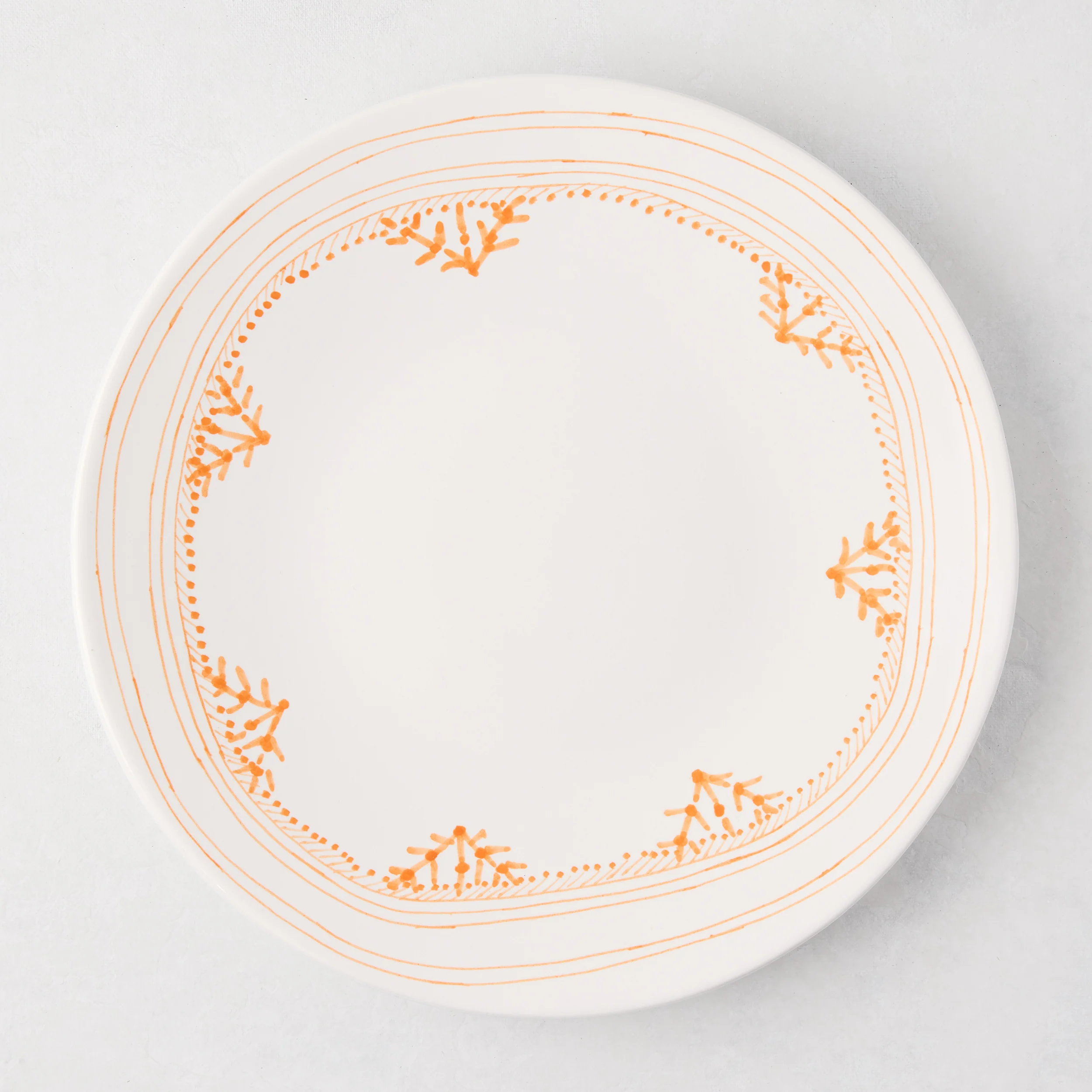 Peter Dunham + Hudson Grace Orange Fez Hand-Painted Border Dinner Plate