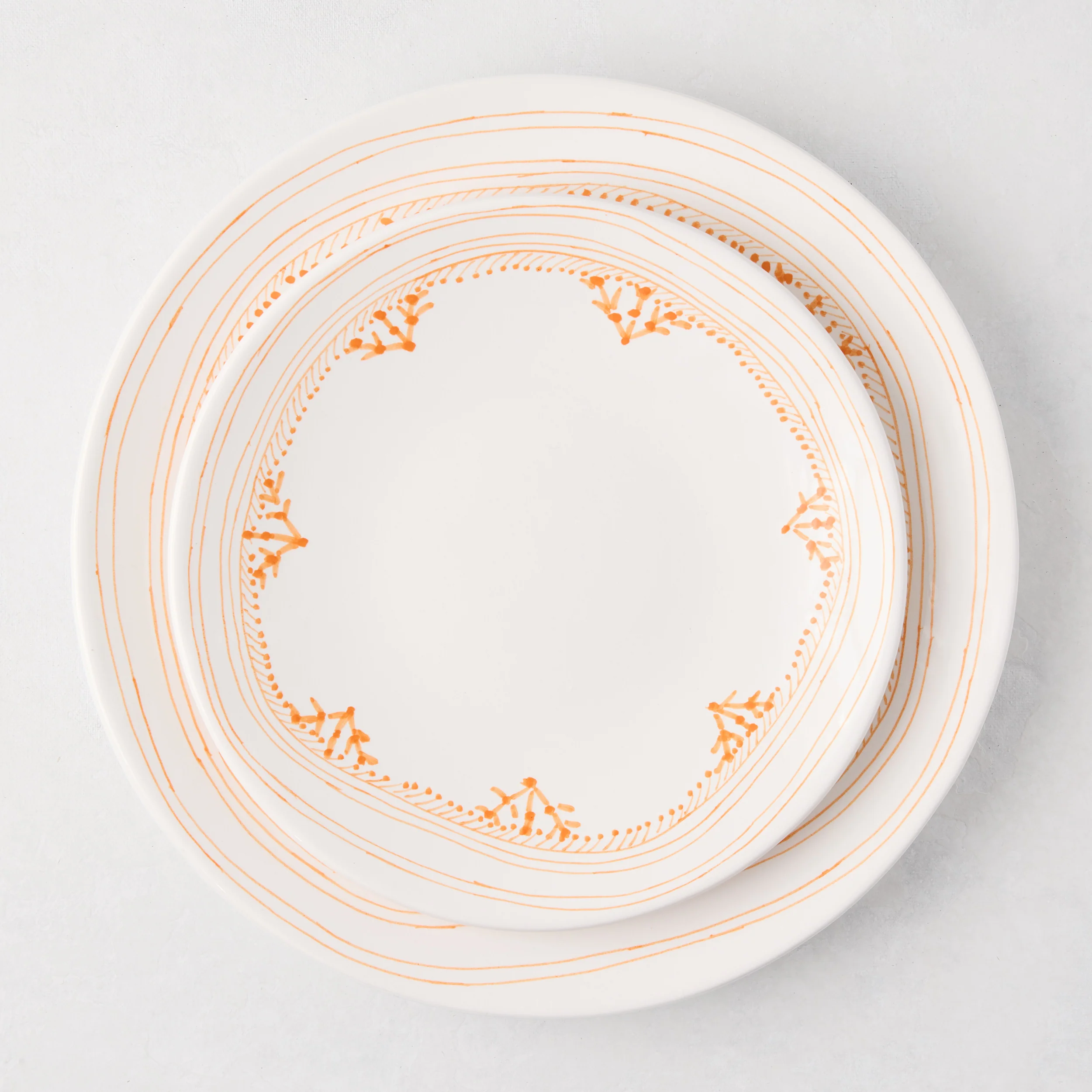 Peter Dunham + Hudson Grace Orange Fez Hand-Painted Border Dinner Plate - Image 3