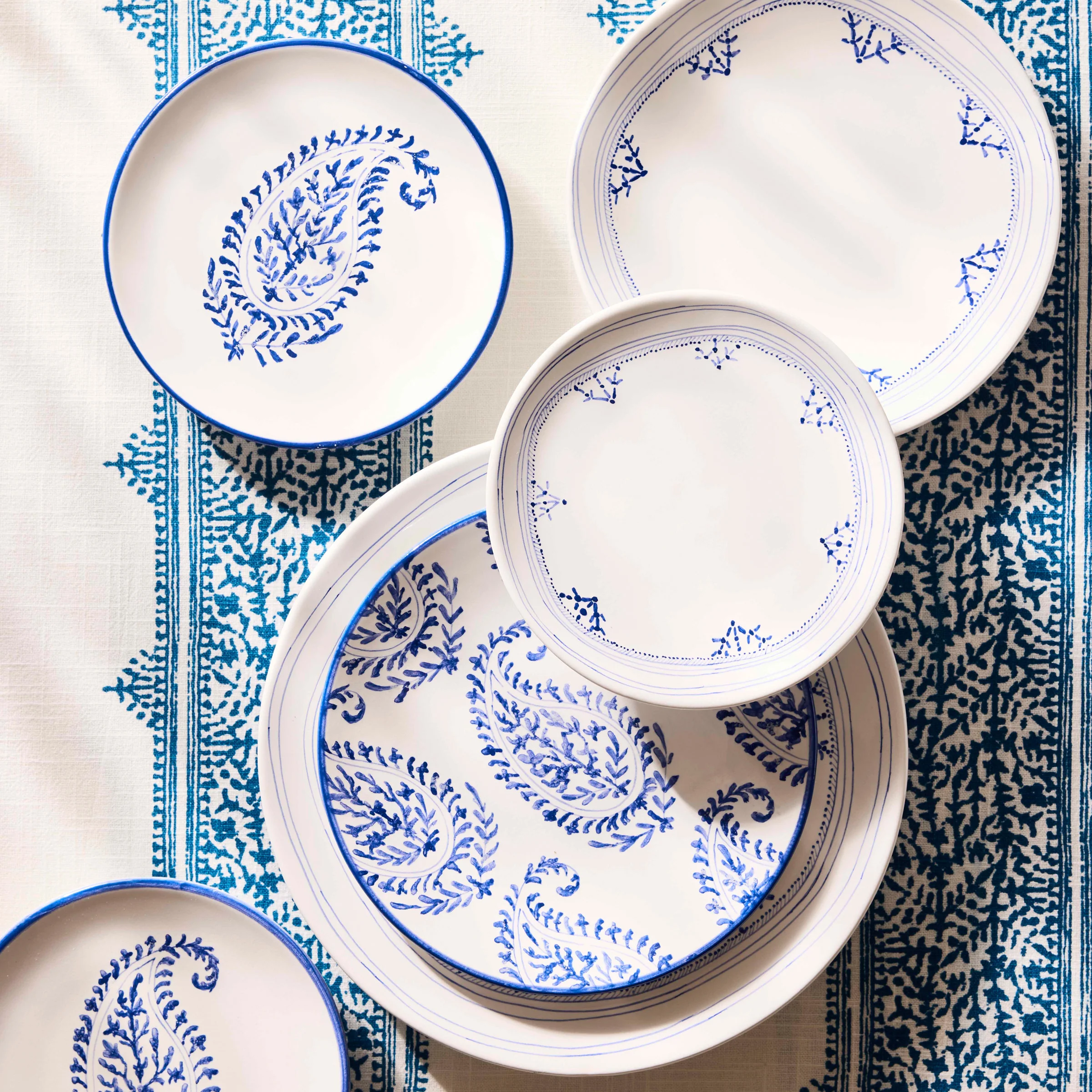 Peter Dunham + Hudson Grace Blue Fez Hand-Painted Border Salad Plate - Image 2